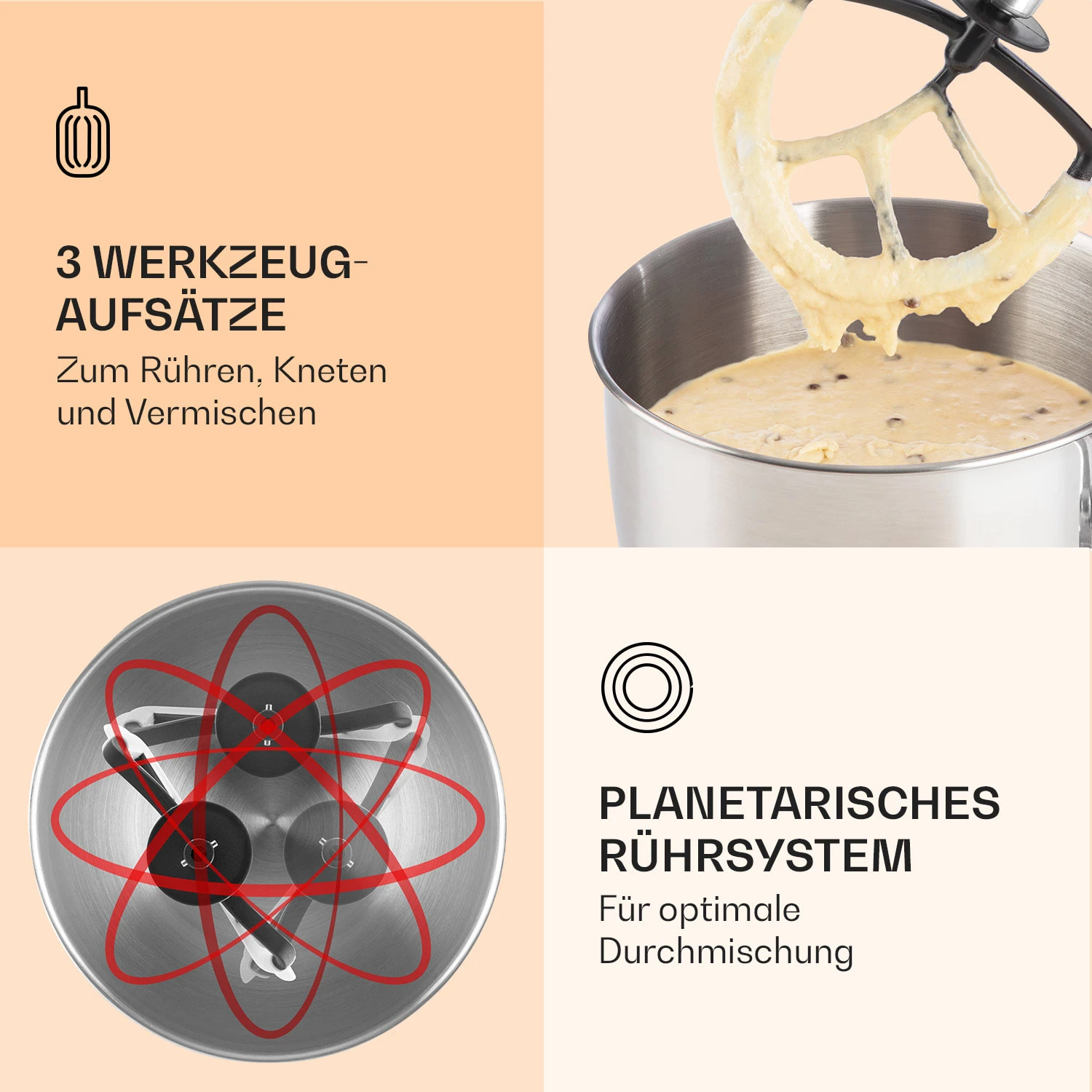 Bella Küchenmaschine 2000 W / 2,7 PS 5 Ltr Edelstahl BPA-frei – Bild 4