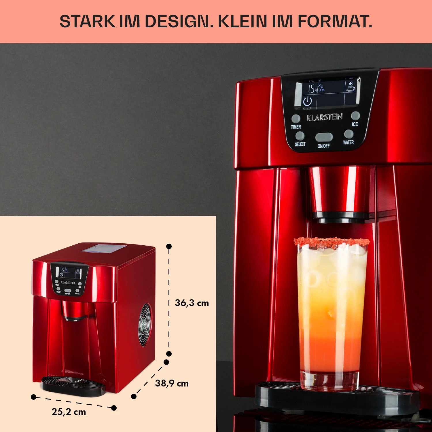 Ice Volcano 2G Eismaschine LED 12kg Je 24h 2l 6-12min Rot – Bild 6