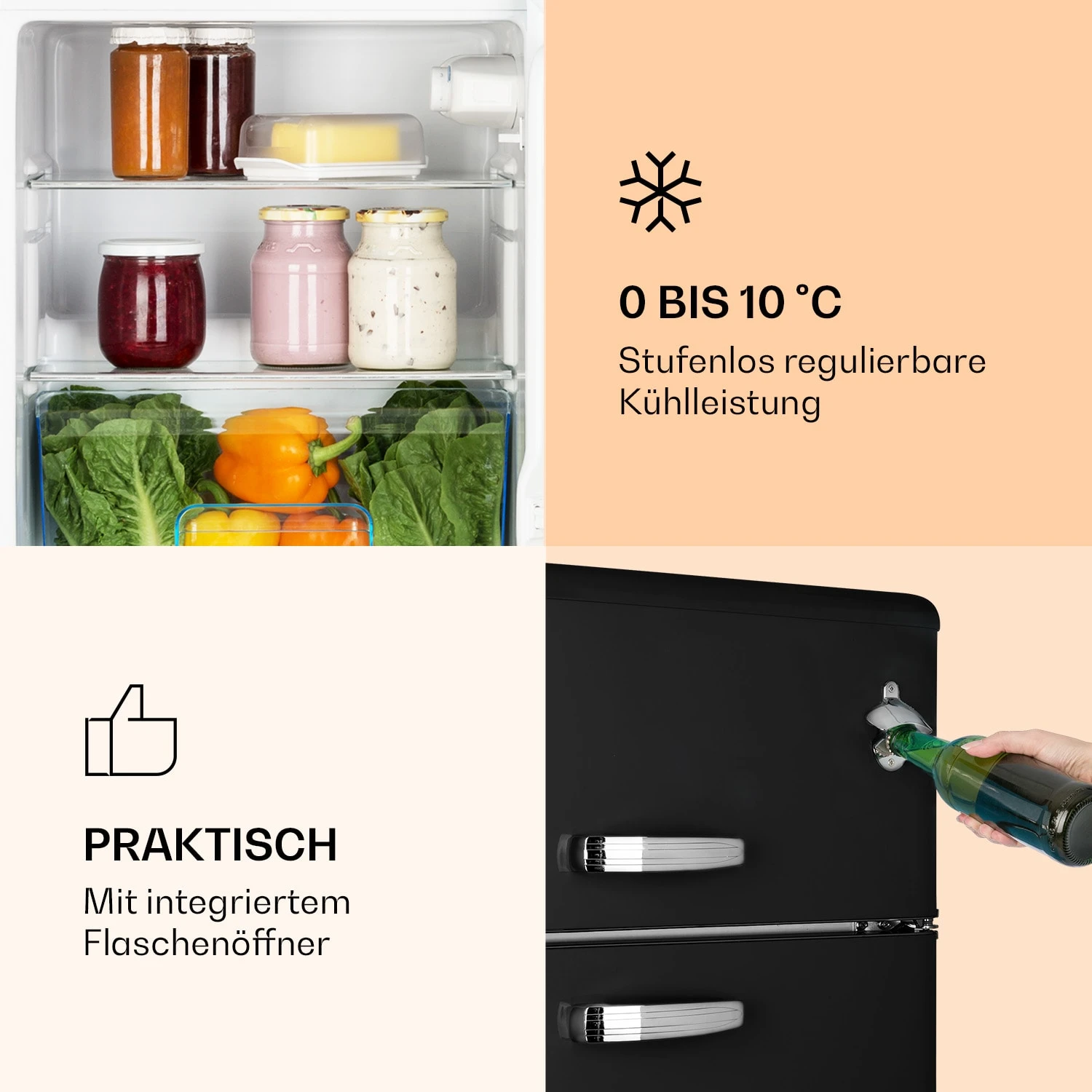 Irene Kühl- & Gefrierkombination 85 Liter Retro-Design – Bild 3