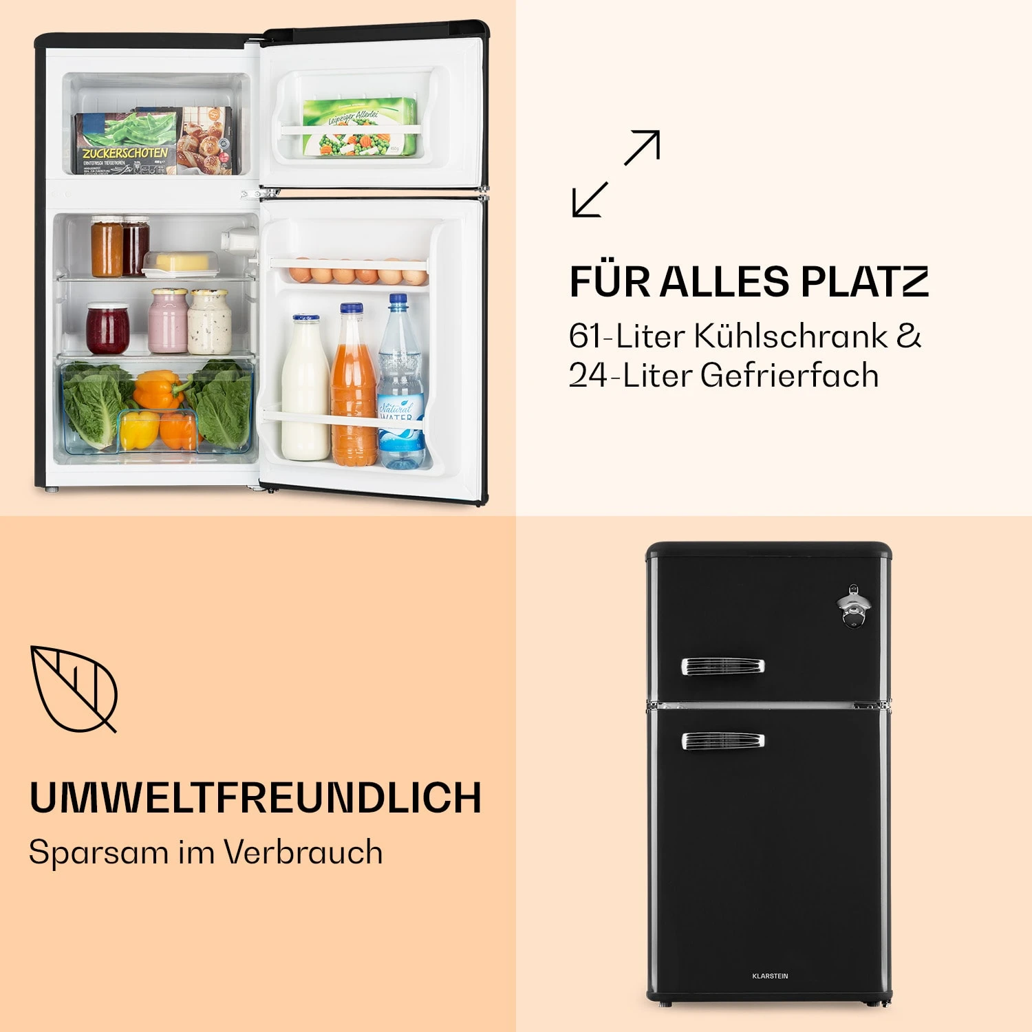 Irene Kühl- & Gefrierkombination 85 Liter Retro-Design – Bild 4