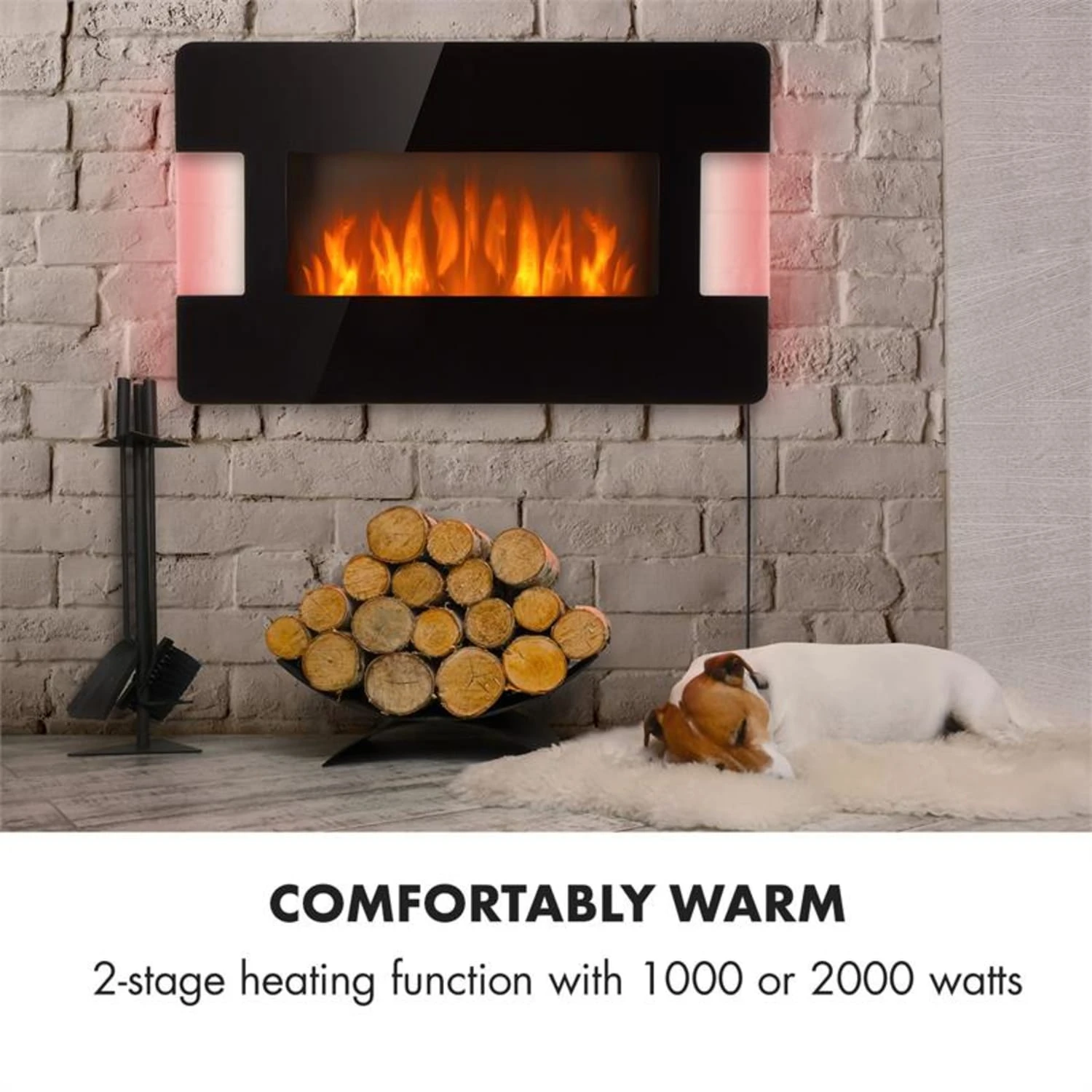 Klarstein Belfort Light & Fire Elektrischer Kamin 1000/2000W Fernbedienung – Bild 2