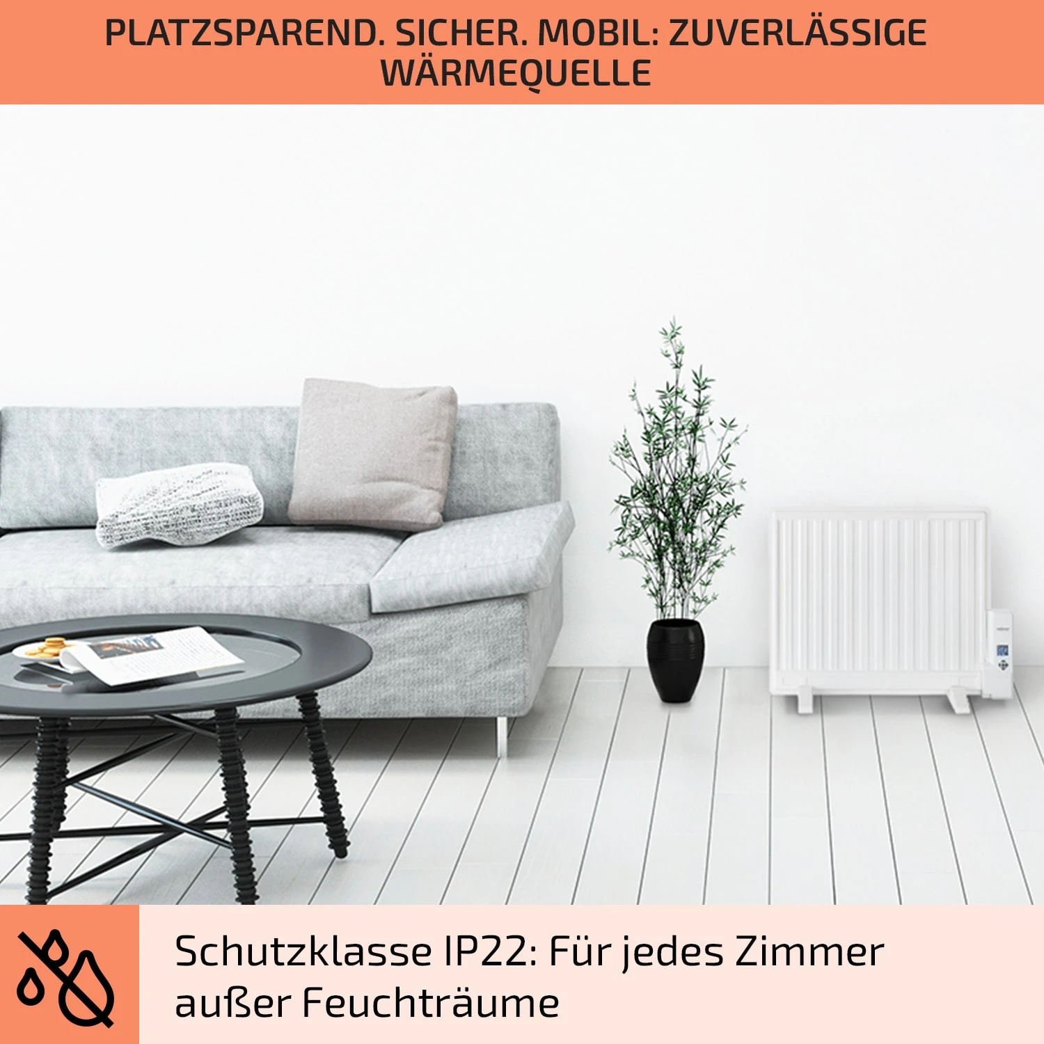 Wallander Ölradiator 600W Thermostat Ölheizung Ultraflach Schwarz – Bild 7
