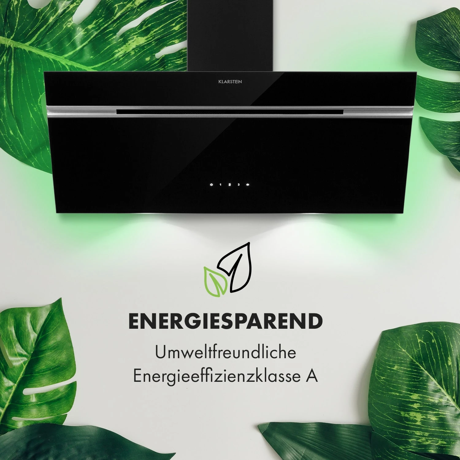 Alina Dunstabzugshaube 90cm 600 M³/h LED-Display Ambientelicht Schwarz – Bild 3
