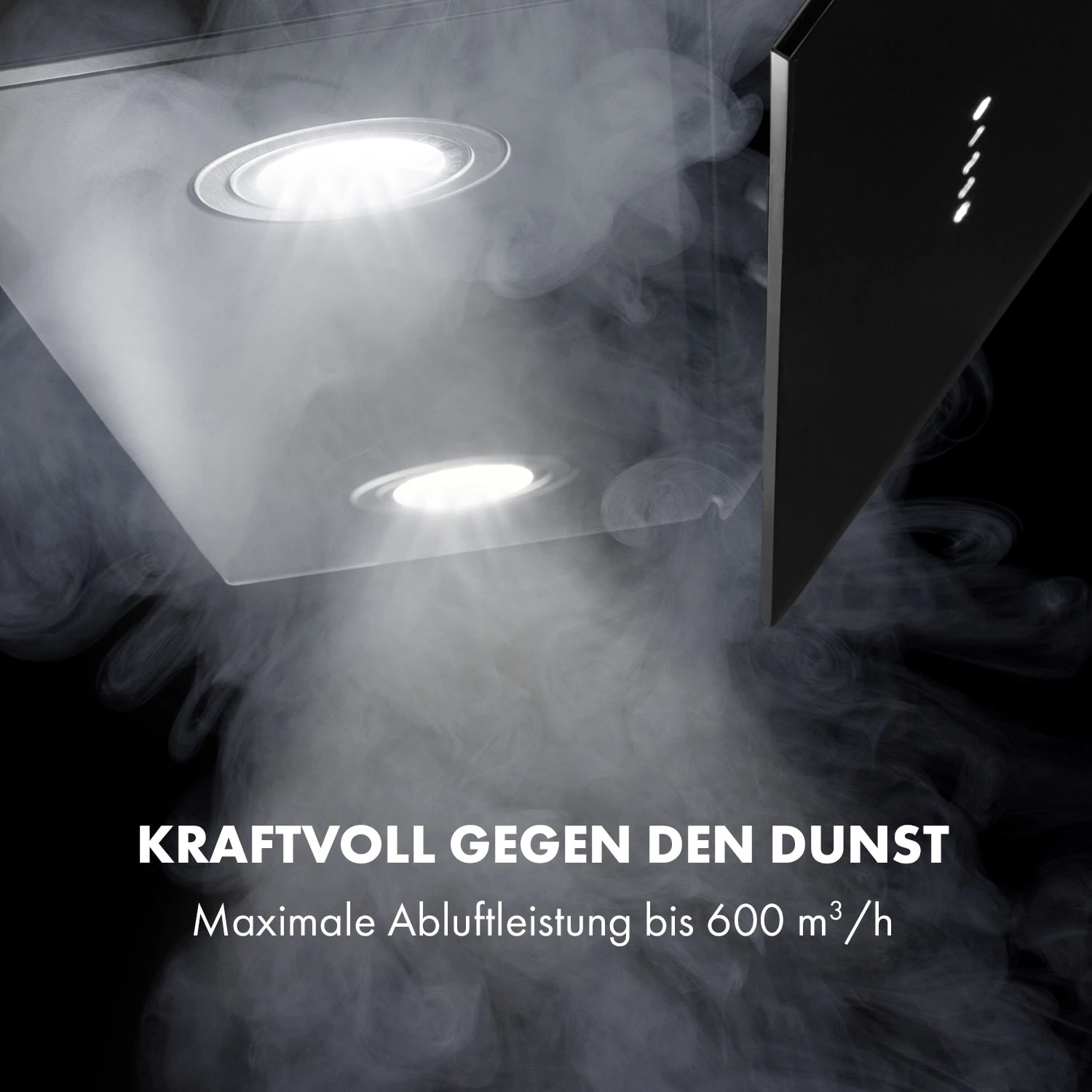 Alina Dunstabzugshaube 90cm 600 M³/h LED-Display Ambientelicht Schwarz – Bild 5