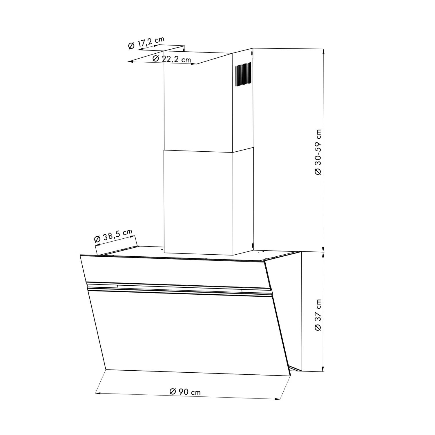 Alina Dunstabzugshaube 90cm 600 M³/h LED-Display Ambientelicht Schwarz – Bild 9