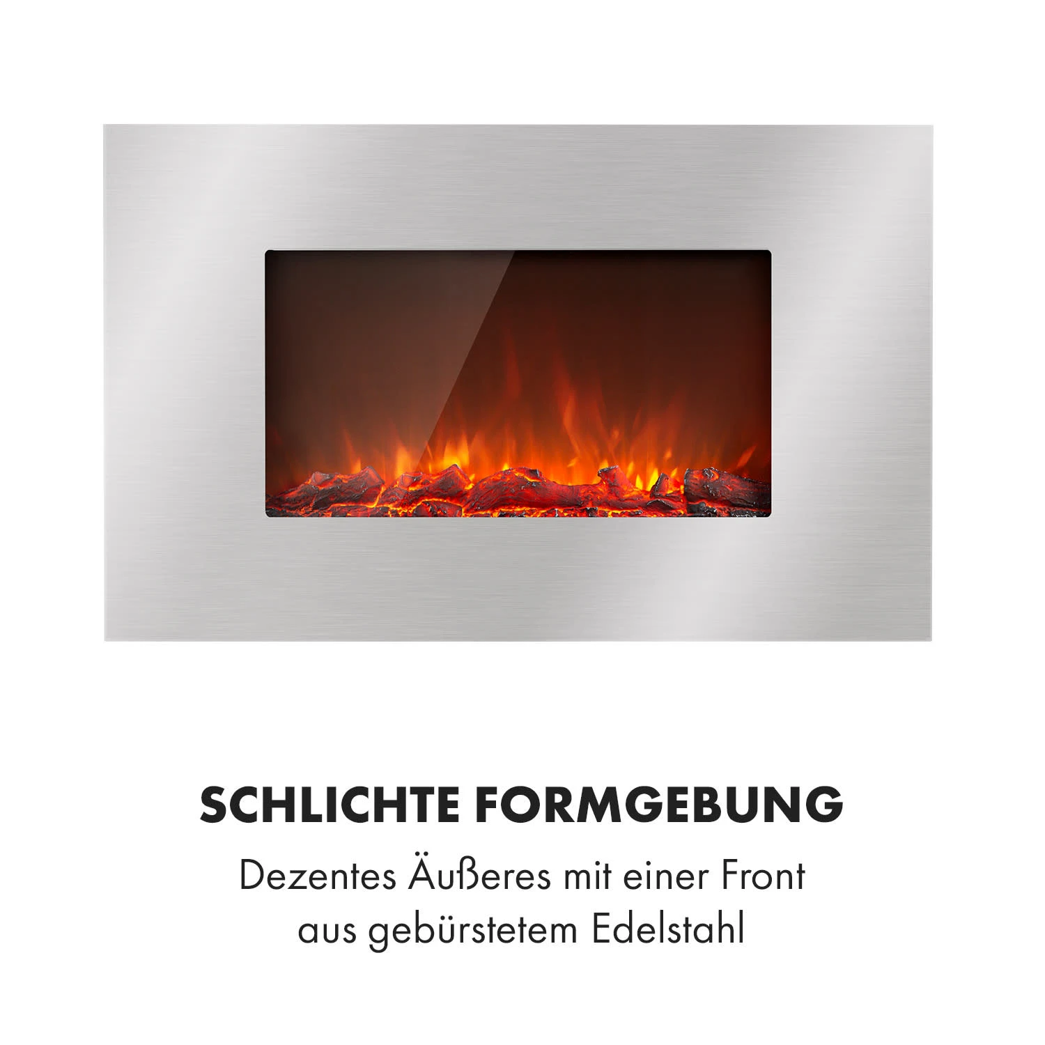 Lausanne Luxe Elektrischer Kamin 2000W 2 Heizstufen 90 Cm Edelstahl – Bild 3