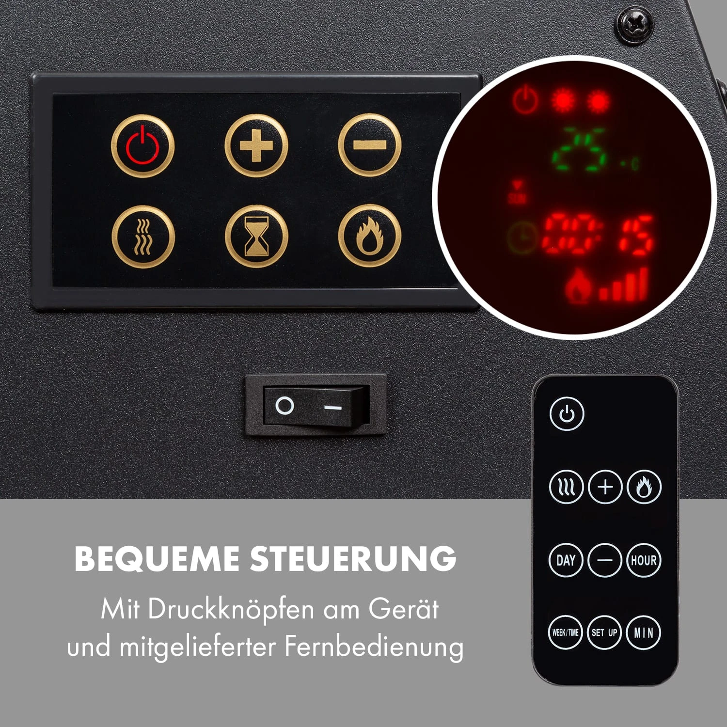 Lausanne Luxe Elektrischer Kamin 2000W 2 Heizstufen 90 Cm Edelstahl – Bild 4