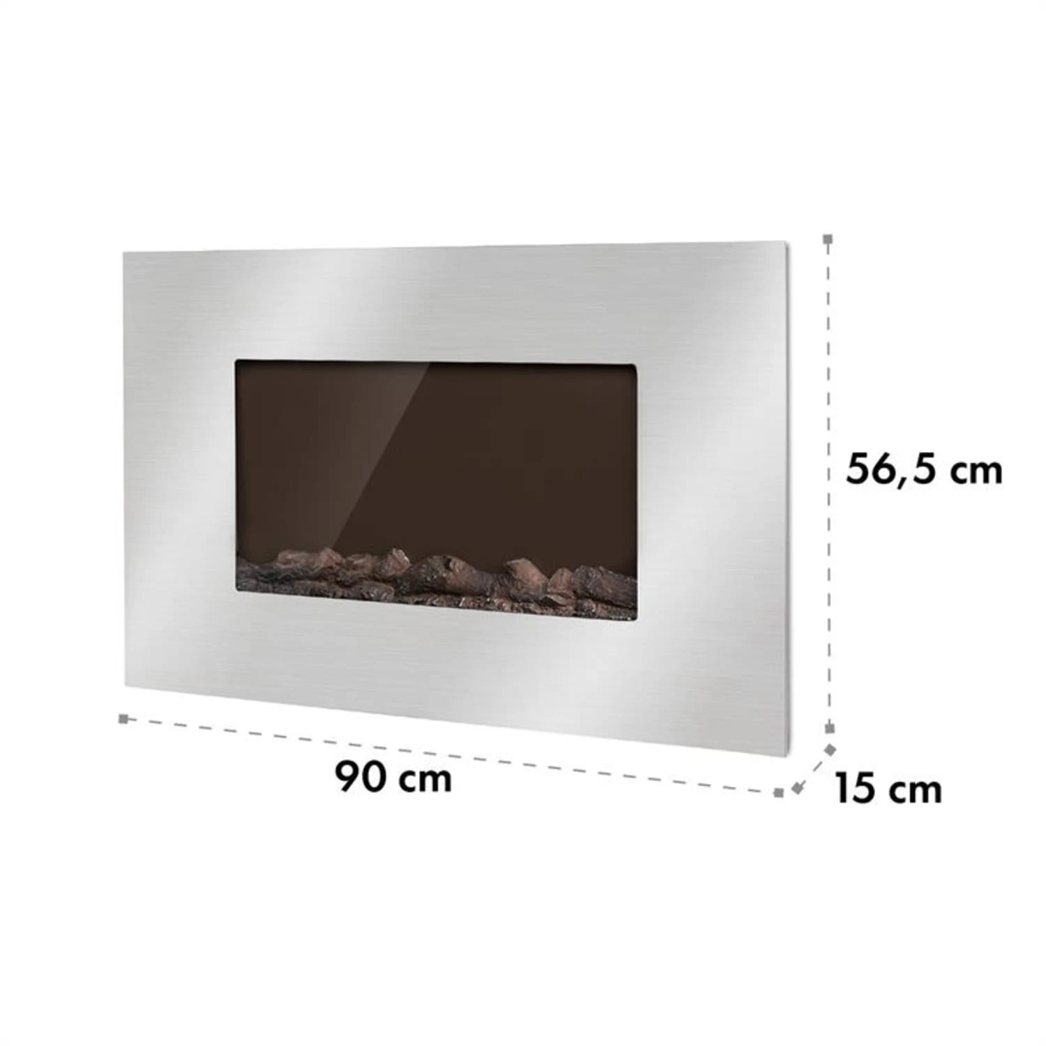 Lausanne Luxe Elektrischer Kamin 2000W 2 Heizstufen 90 Cm Edelstahl – Bild 7