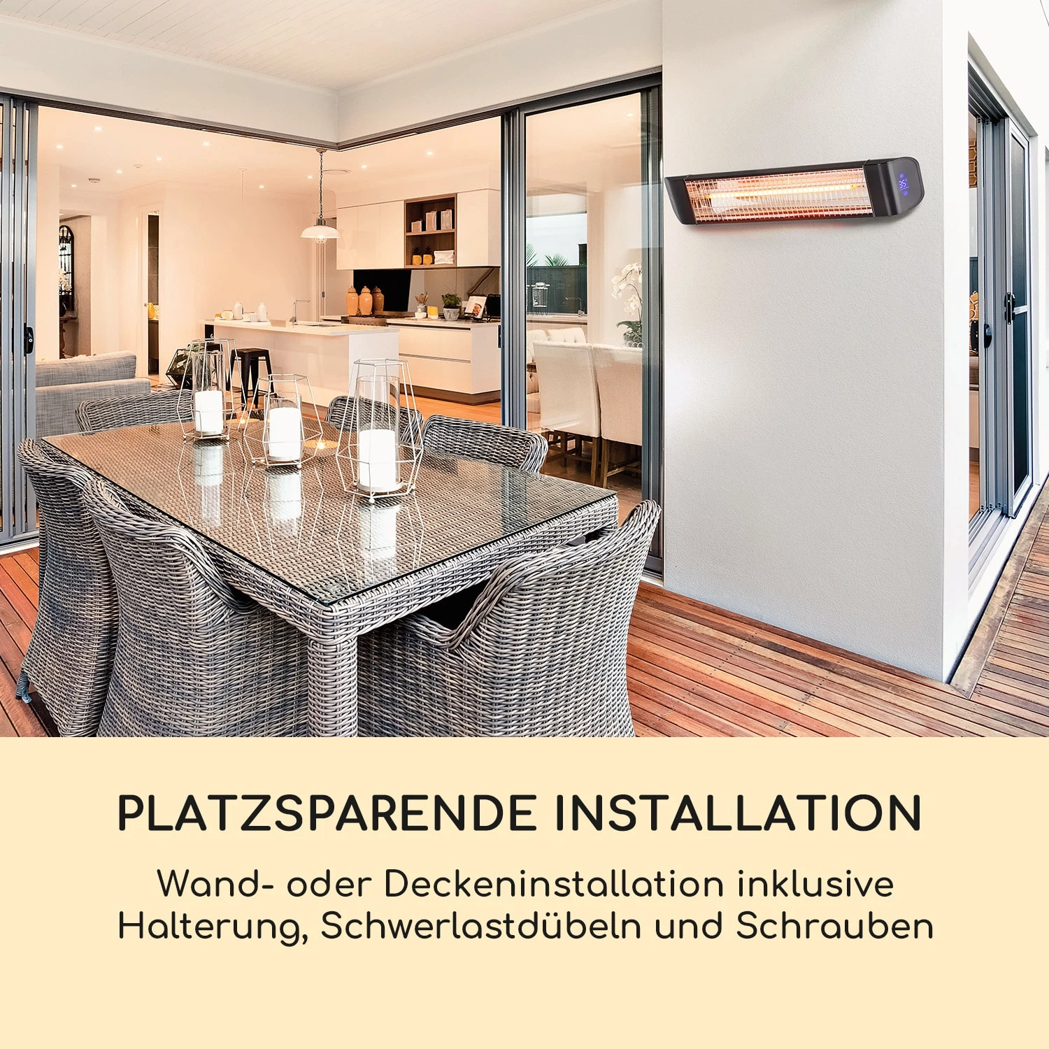 Smartwave Infrarot-Heizstrahler Carbonröhre 2400W WiFi Appsteuerung – Bild 3