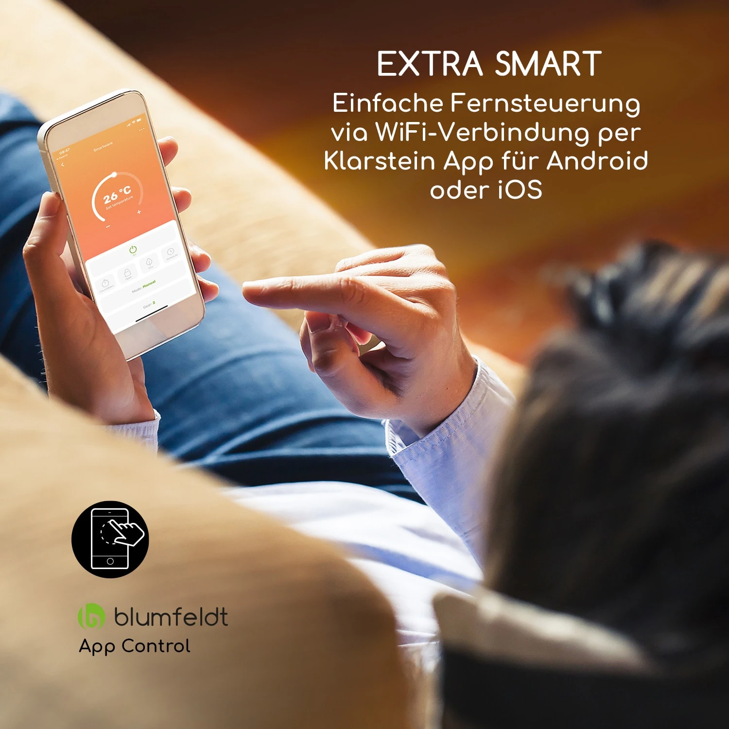 Smartwave Infrarot-Heizstrahler Carbonröhre 2400W WiFi Appsteuerung – Bild 2