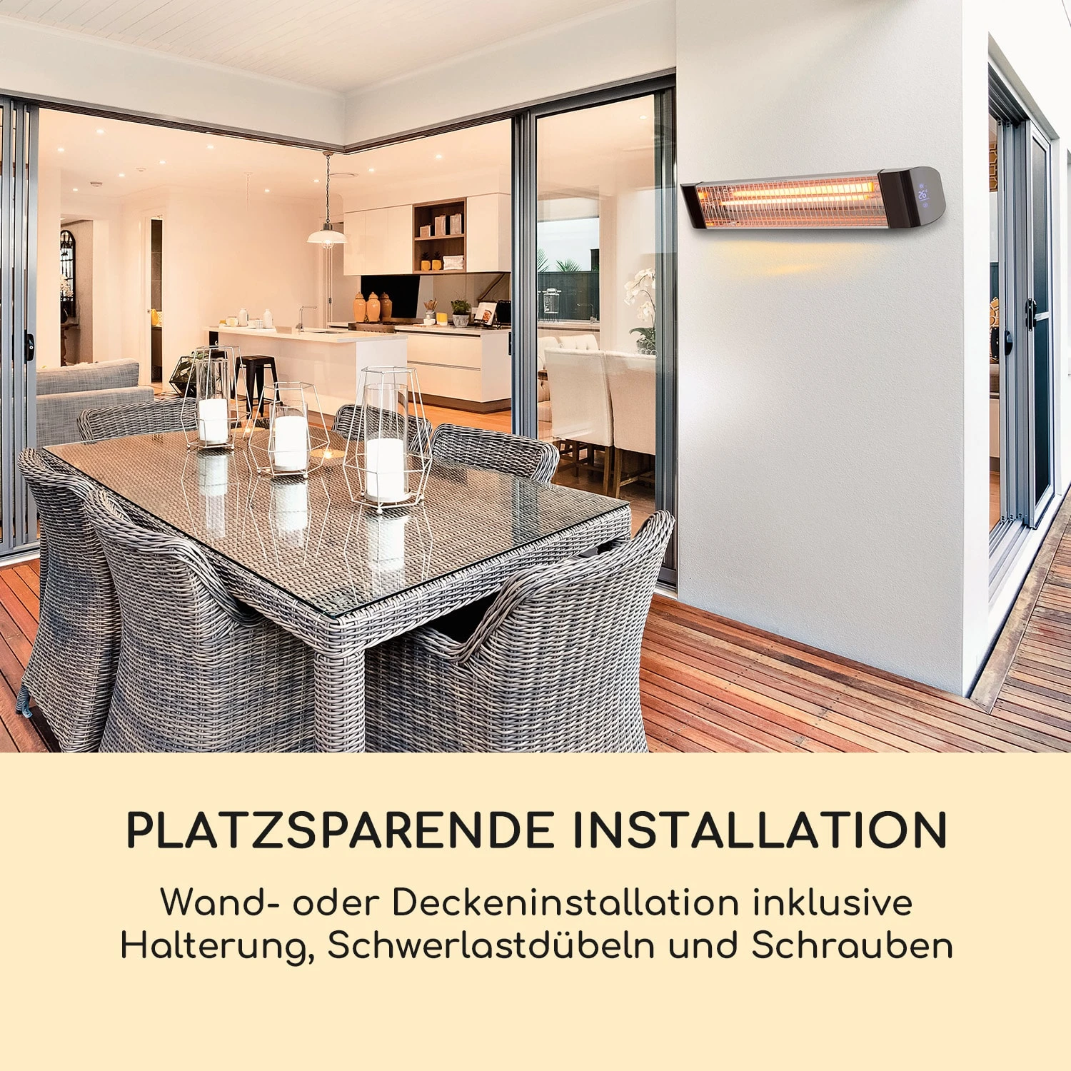 Smartwave Infrarot-Heizstrahler Carbonröhre 2400W WiFi Appsteuerung – Bild 4