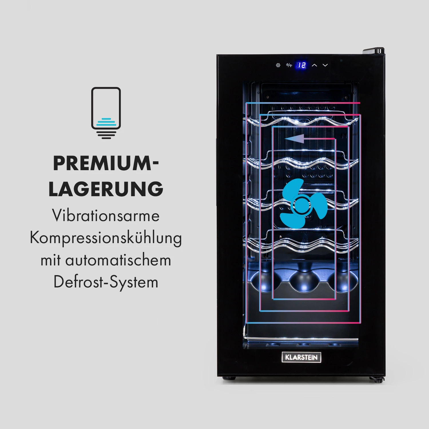 Shiraz 15 Slim Uno Weinkühlschrank 44l Touch-Bedienfeld 5-18°C – Bild 5