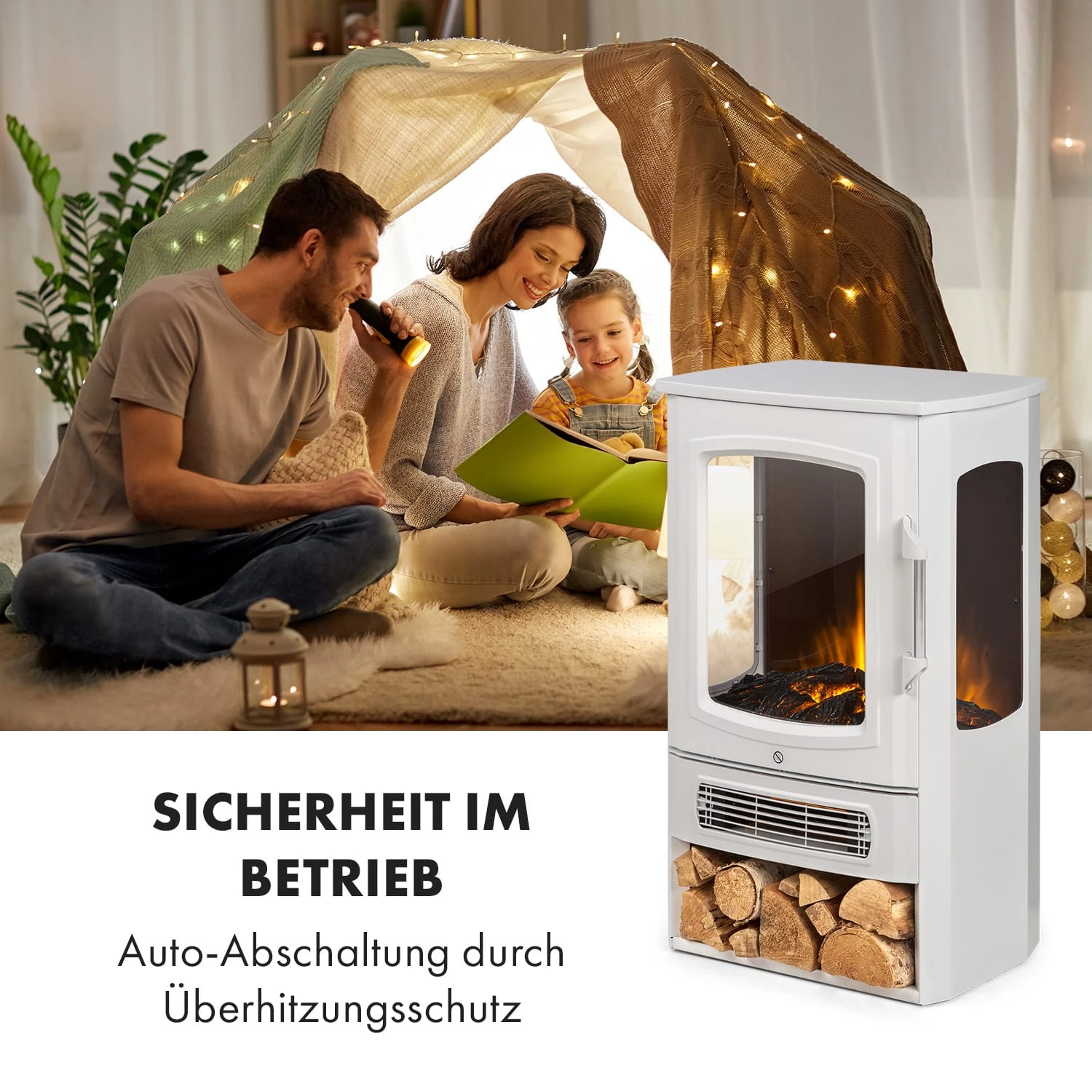 Bormio Panorama Elektrischer Kamin 1000/2000W Thermostat – Bild 9