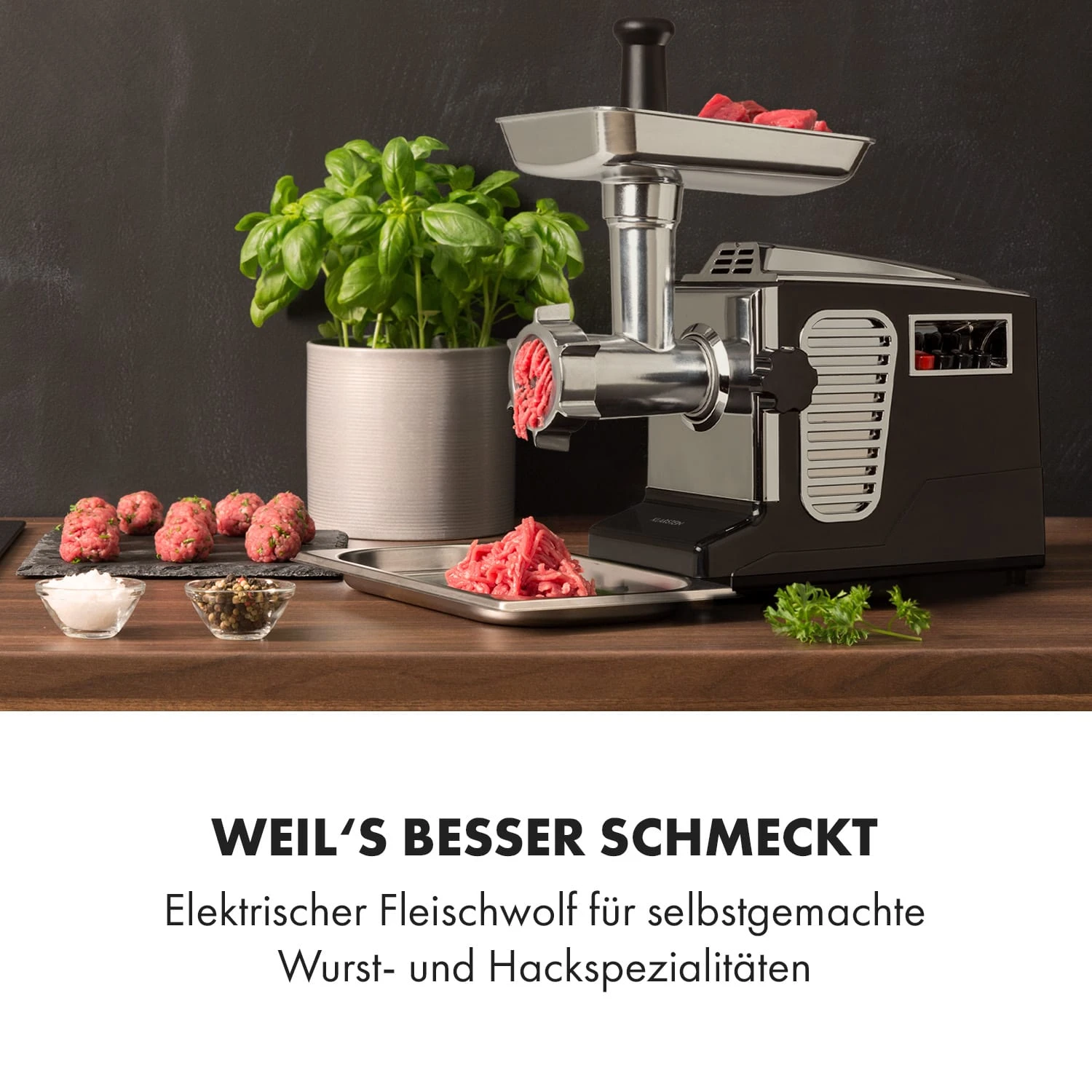Kraftprotz Elektrischer Fleischwolf 700 W Kupfermotor Hack Wurst Kebbe Edelstahl – Bild 2