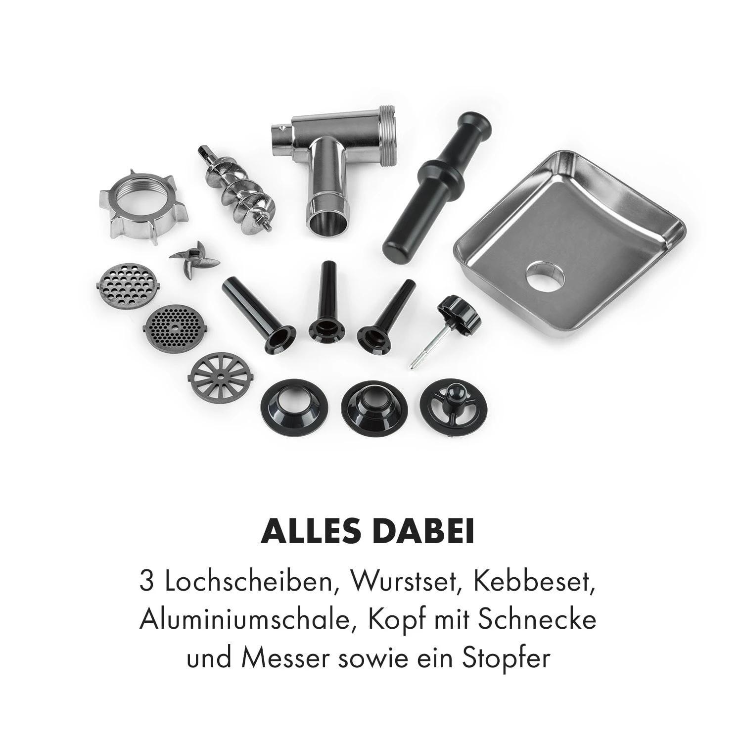 Kraftprotz Elektrischer Fleischwolf 700 W Kupfermotor Hack Wurst Kebbe Edelstahl – Bild 6