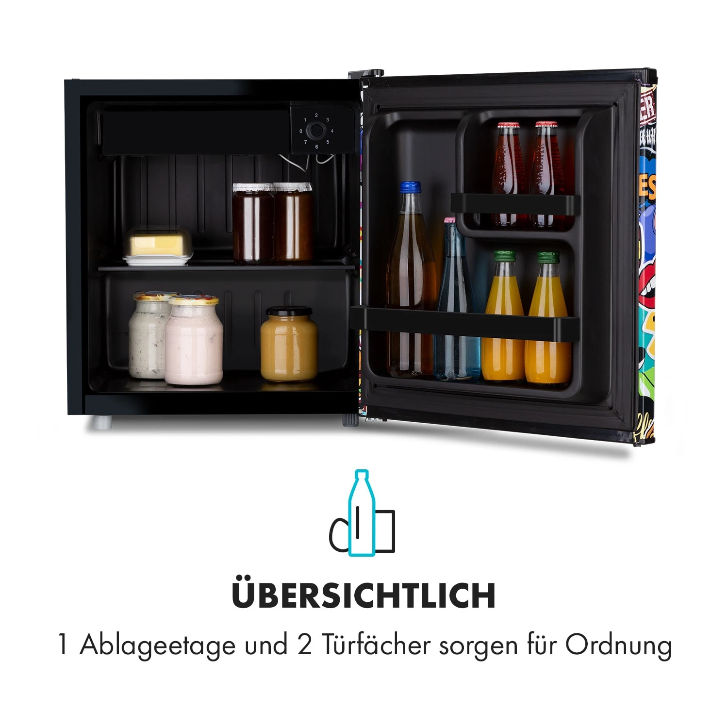 Cool Vibe 46+ Kühlschrank 46 Liter 1 Boden Stickerbomb-Style – Bild 5