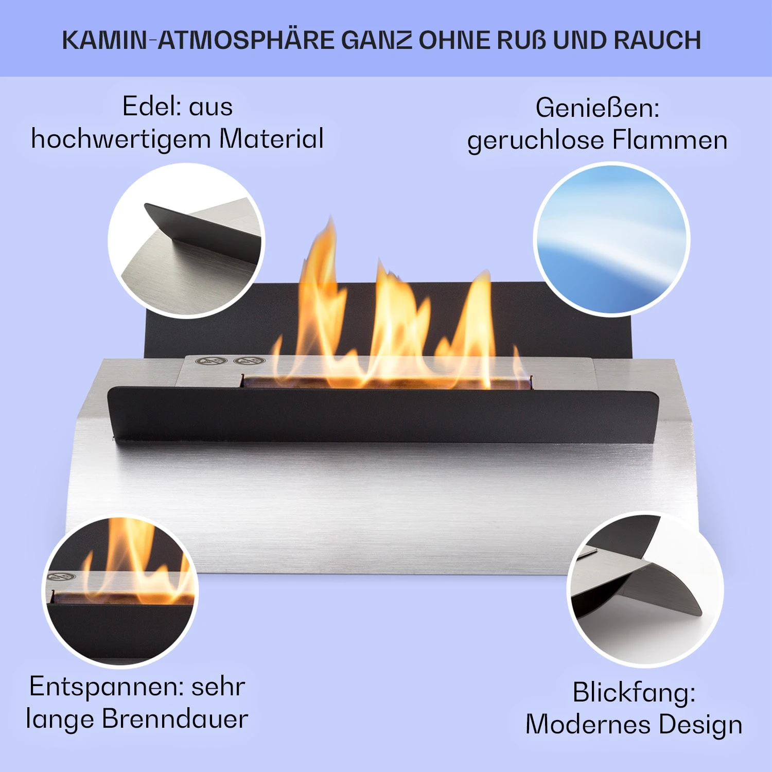 Phantasma Graca Ethanol-Kamin Rauch- & Geruchlos Bio-Ethanol – Bild 2