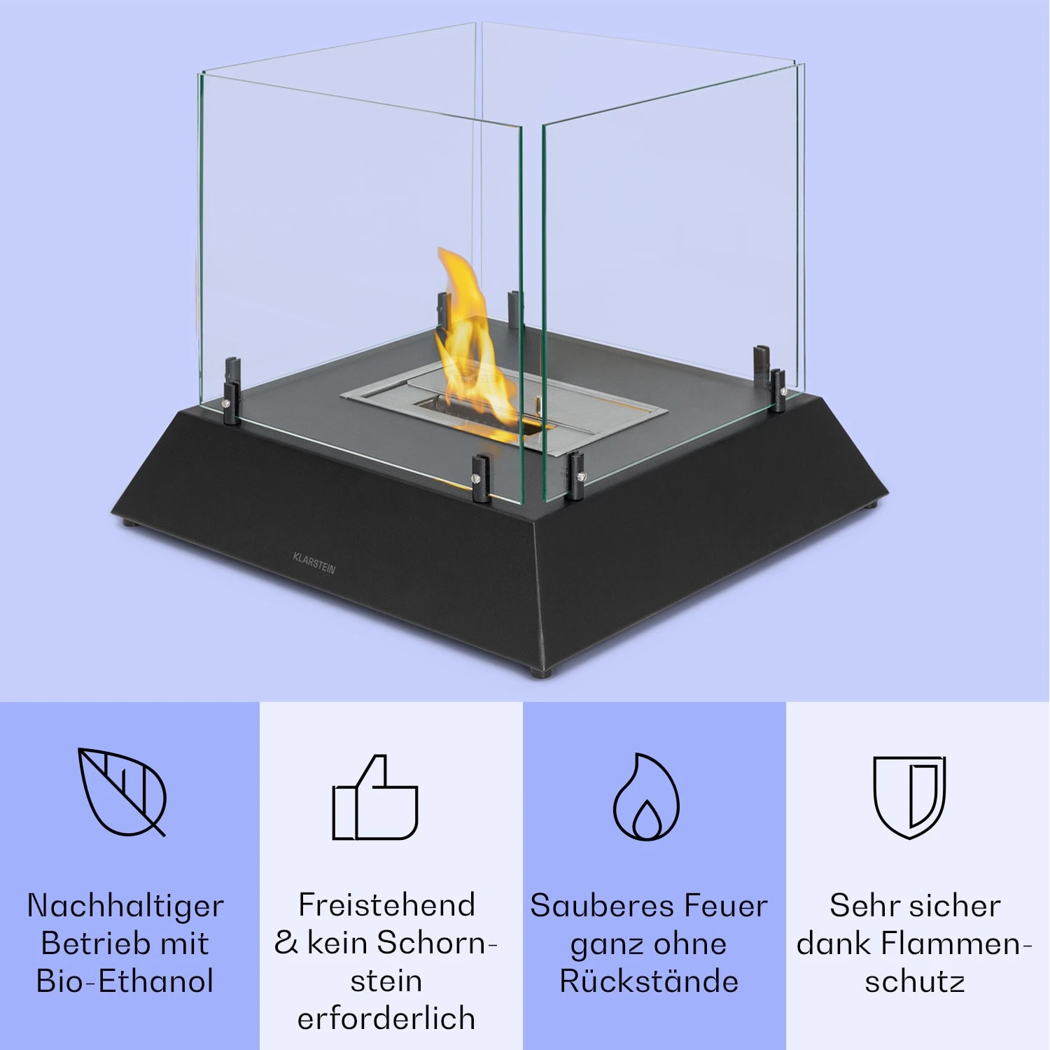 Phantasma Cubo Ethanol-Kamin Rauch- & Geruchlos Edelstahl-Brenner Sicherheitsglas – Bild 3