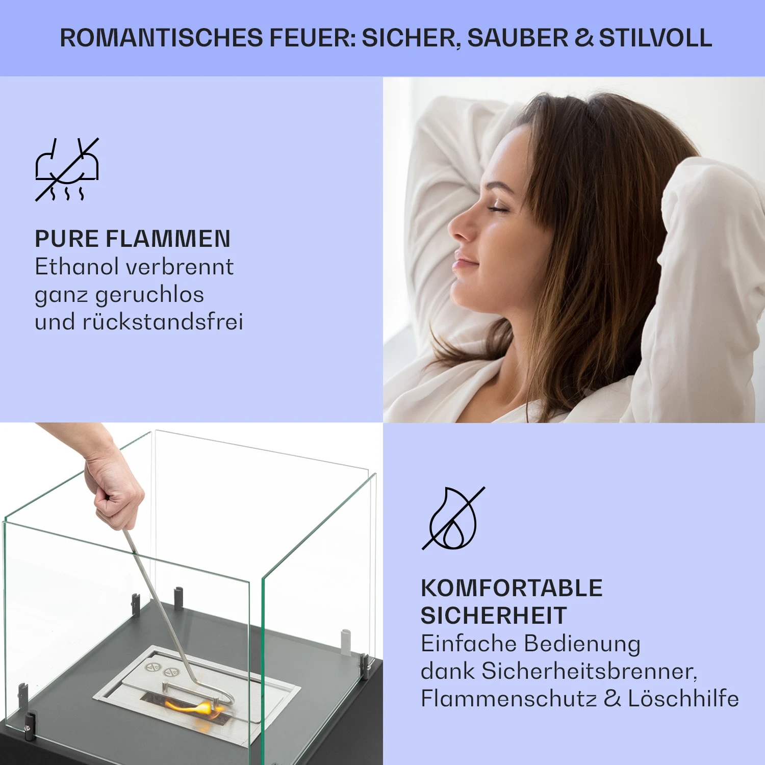 Phantasma Cubo Ethanol-Kamin Rauch- & Geruchlos Edelstahl-Brenner Sicherheitsglas – Bild 6