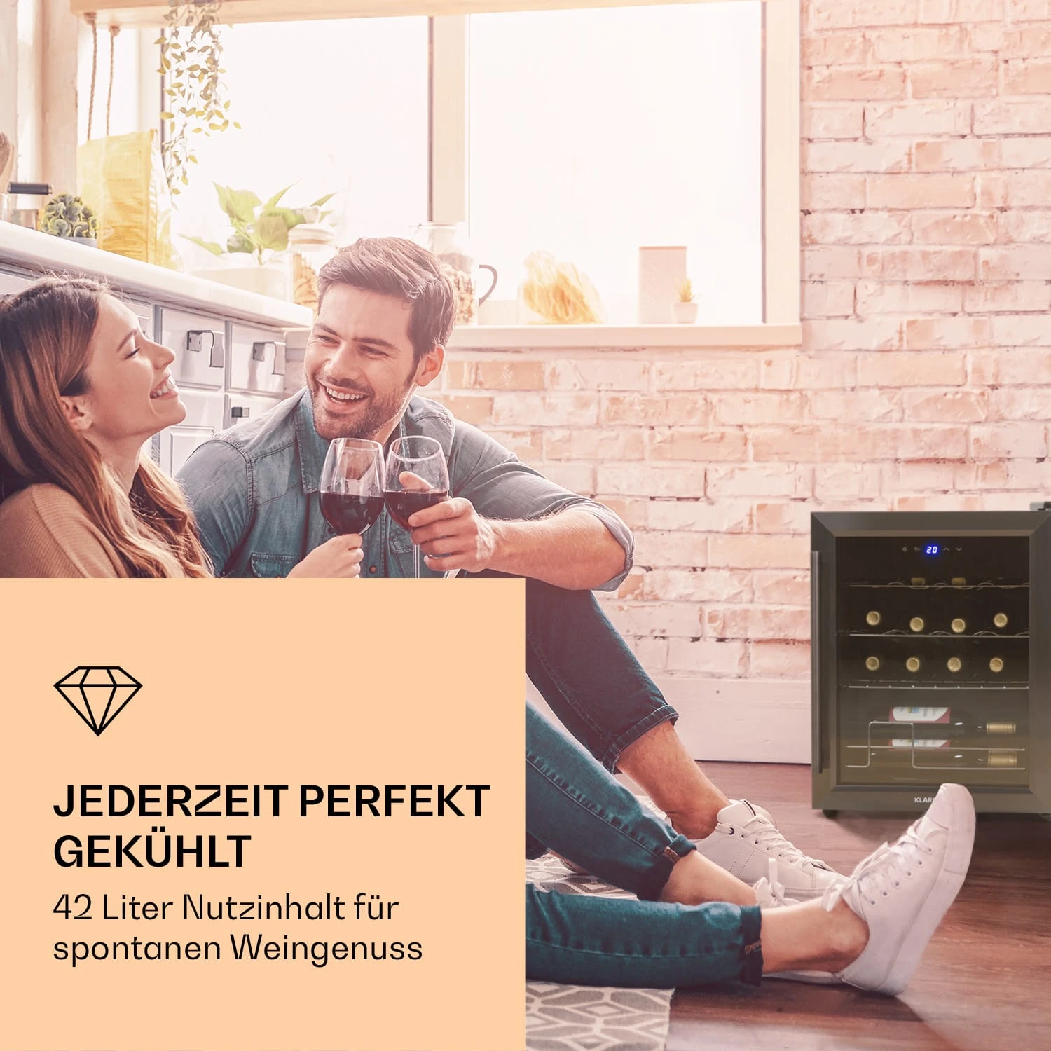 Ultimo 16 Uno Weinkühlschrank 42l Touch-Bedienfeld 16 Flaschen 5-18°C – Bild 2