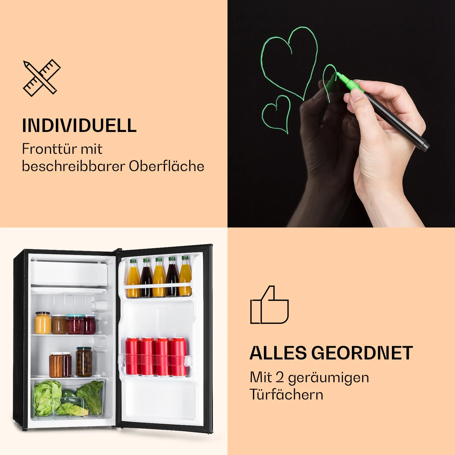 Spitzbergen 83 Kühlschrank 76 Liter Plus 7-Liter-Gefrierfach 2 Böden – Bild 3