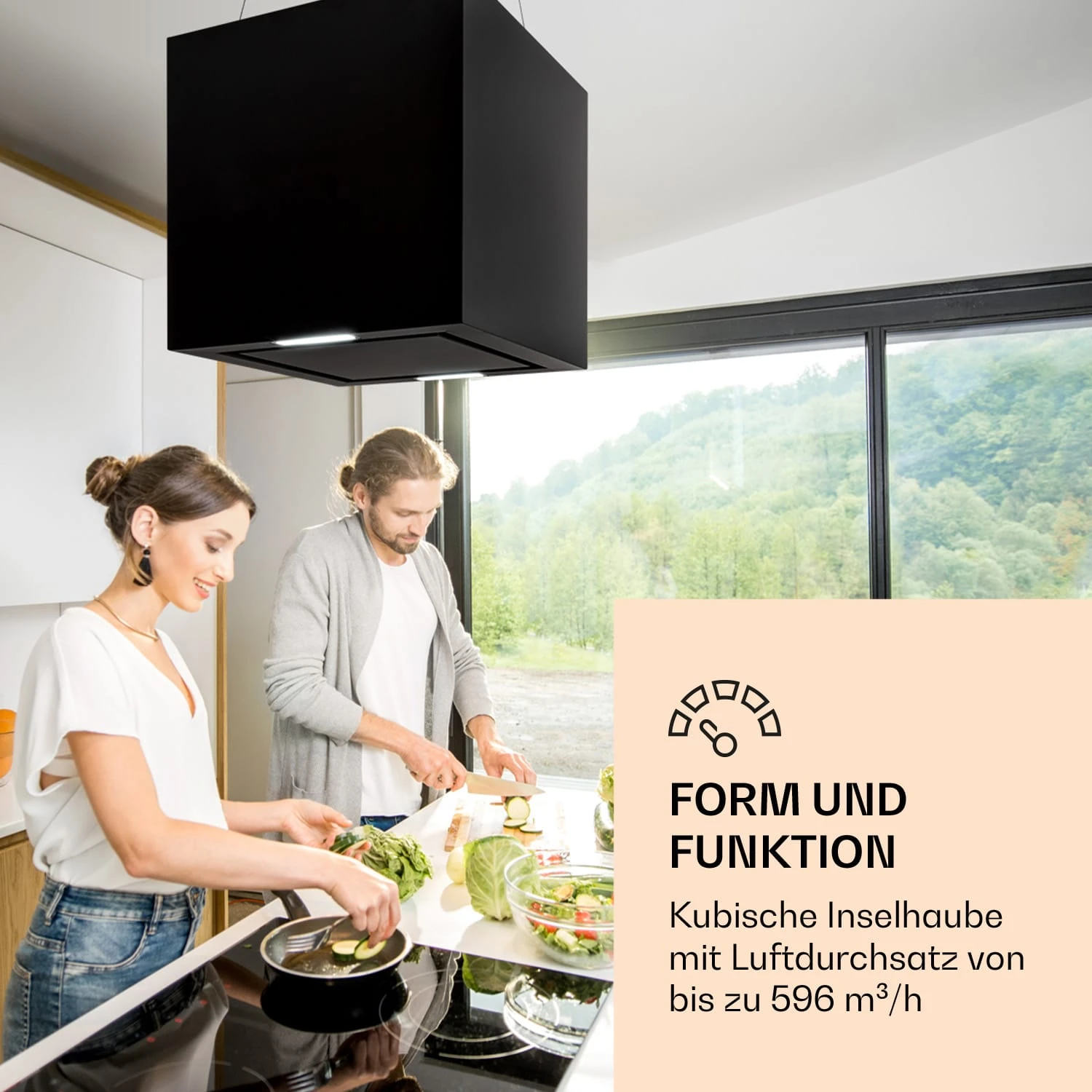 Kronleuchter Inselabzugshaube 596m³/h LED-Panel EEK A – Bild 2