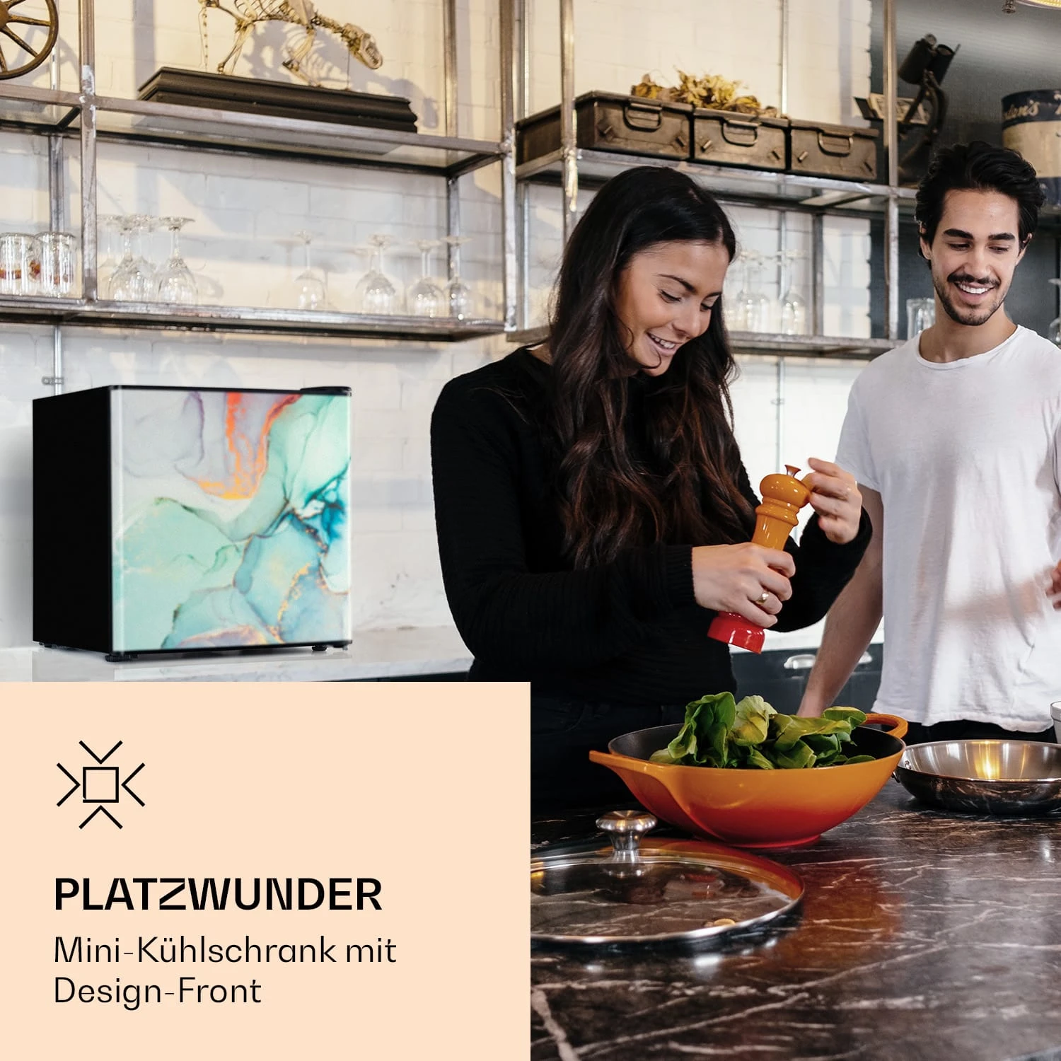 CoolArt 45L Mini-Kühlschrank EEK F Gefrierfach 1,5l Designtür – Bild 2