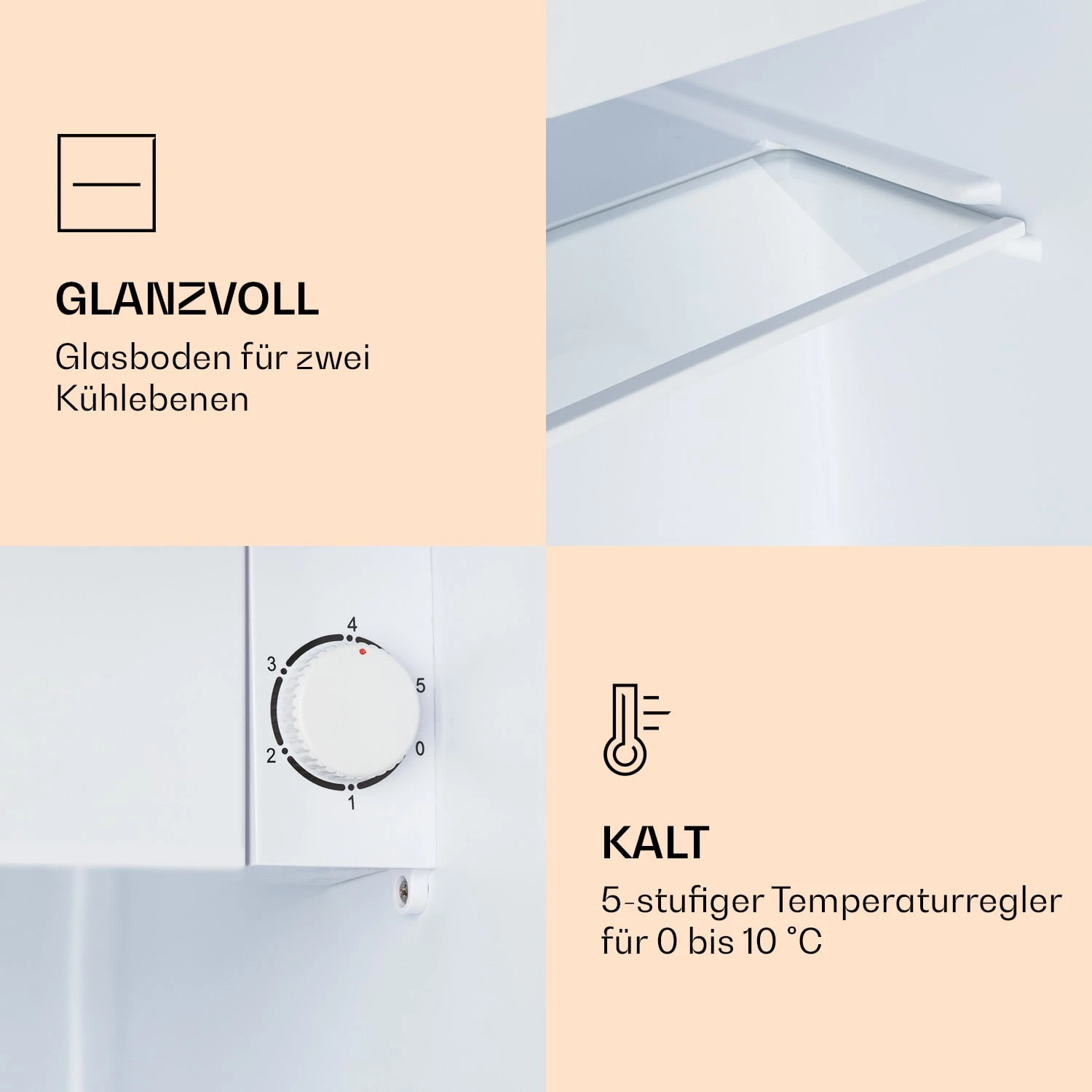 CoolArt 45L Mini-Kühlschrank EEK F Gefrierfach 1,5l Designtür – Bild 5