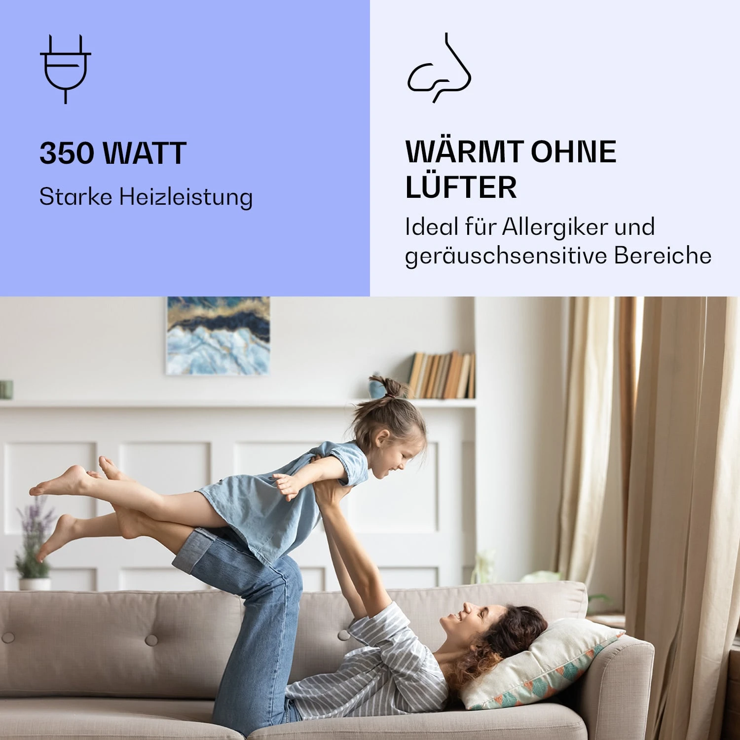 Wonderwall Air Art Smart Infrarotheizung Blauer Marmor 60x60cm 350W – Bild 5