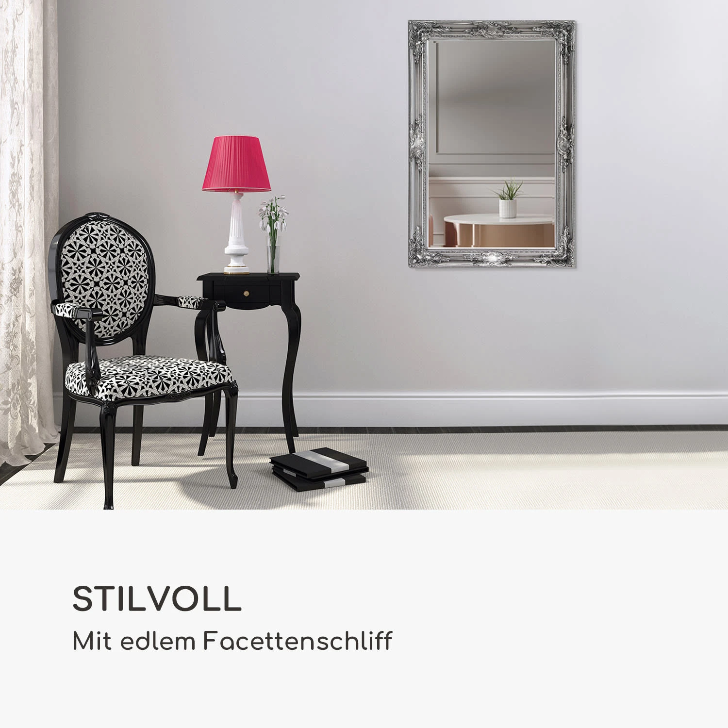 Manchester Wandspiegel Massivholzrahmen Rechteckig 90 X 60 Cm – Bild 3