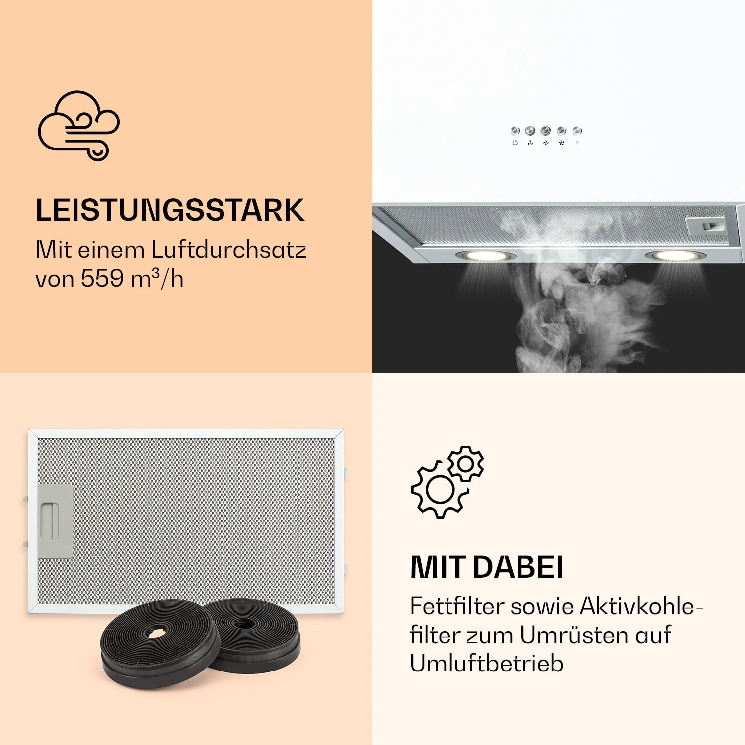 Monumenta Wandabzugshaube Aluminium 559m³/h LED EEK B – Bild 3