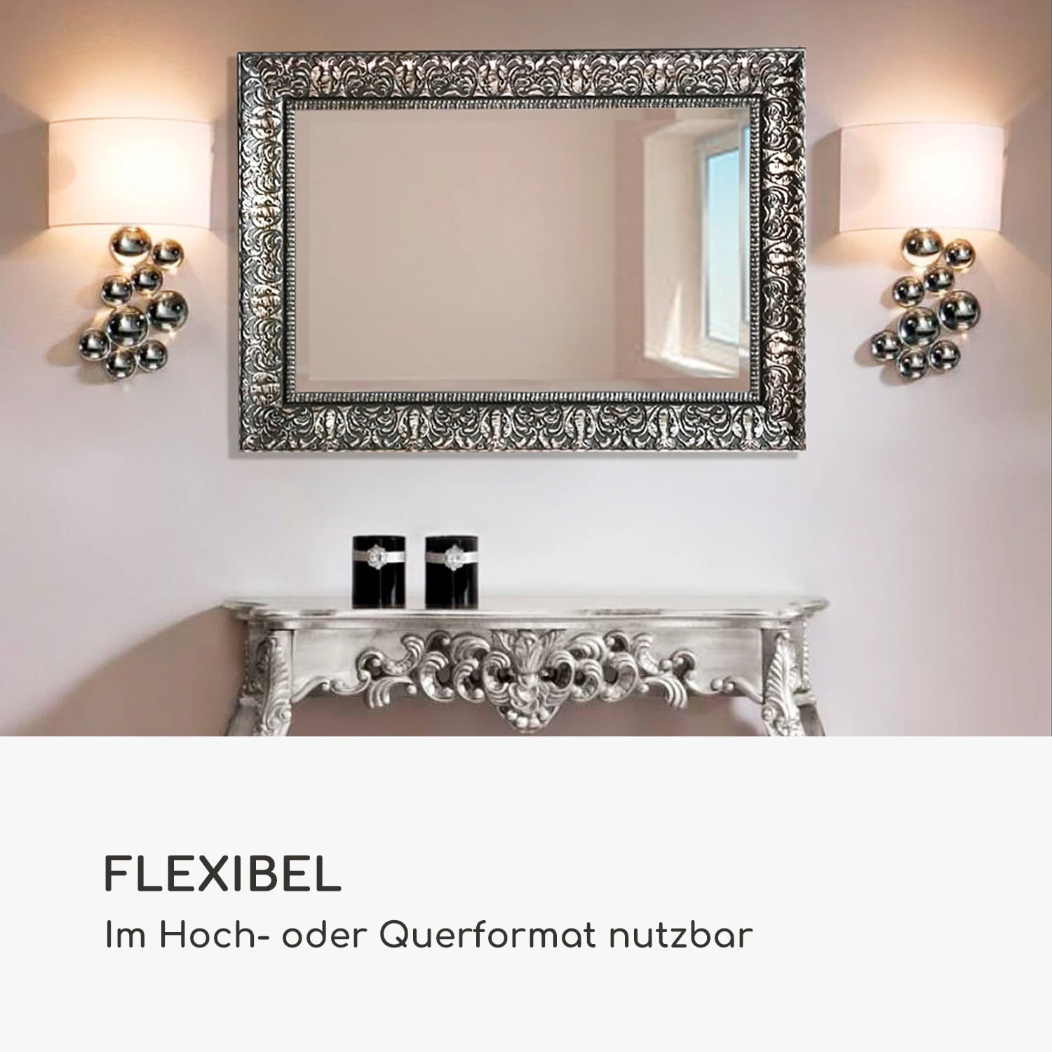 Manresa Wandspiegel Holzrahmen Rechteckig 90 X 60 Cm Vintage – Bild 2