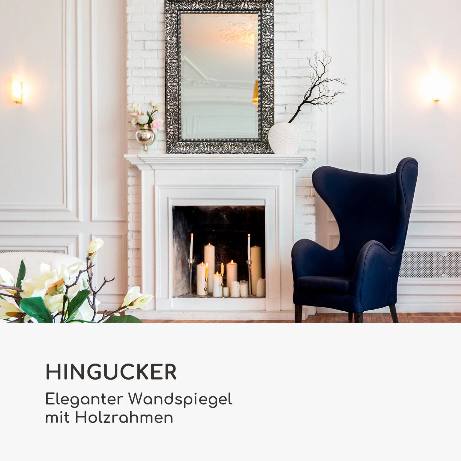 Manresa Wandspiegel Holzrahmen Rechteckig 90 X 60 Cm Vintage – Bild 5