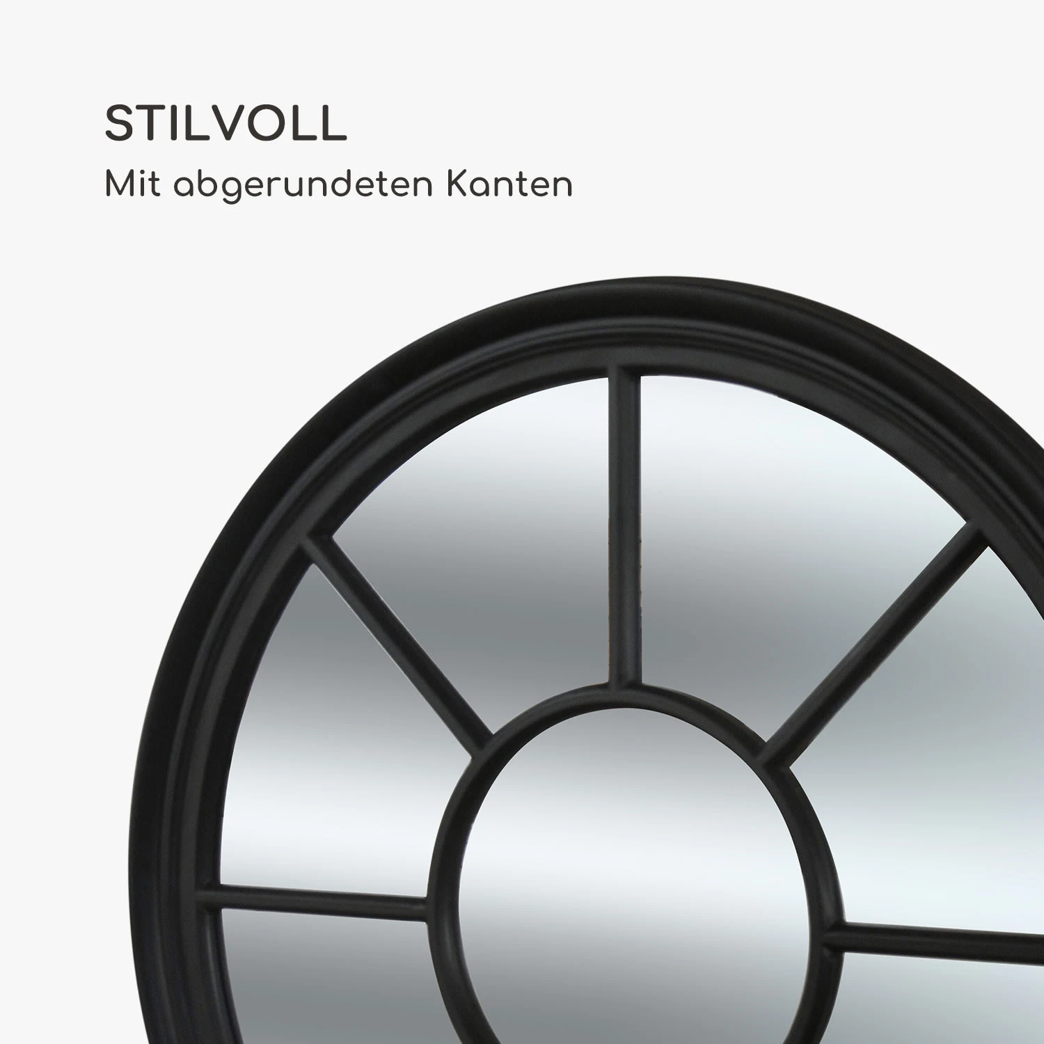 Leeds Wandspiegel Echtholzrahmen Rund Ø 90 Cm – Bild 4