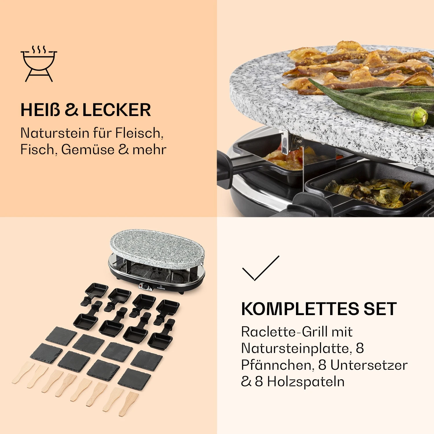 Steaklette Raclette Raclette-Grill Mit Zubehör Für 8 Personen - Image 4