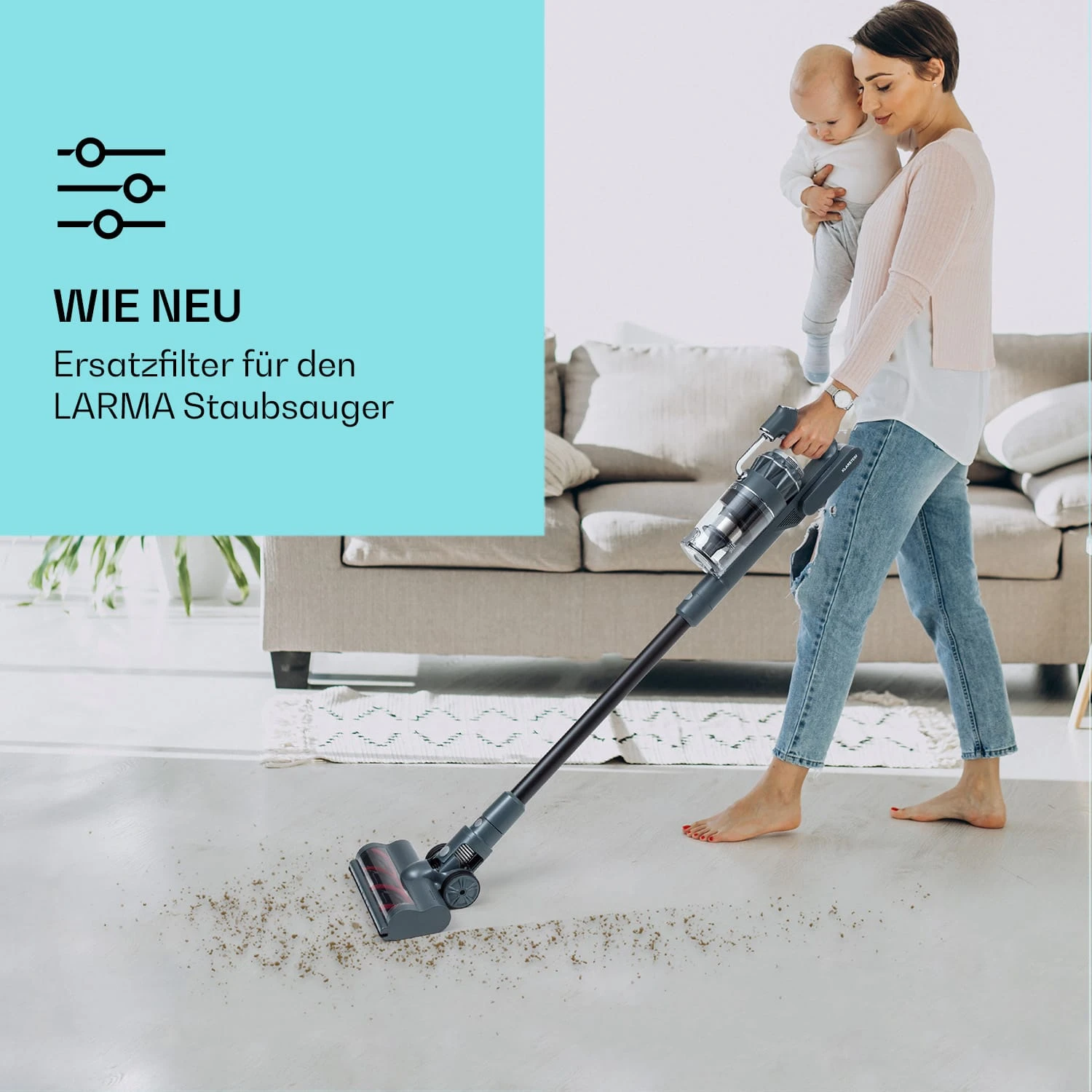 LARMA Staubsauger Ersatzfilter EPA E12 Waschbar – Bild 2