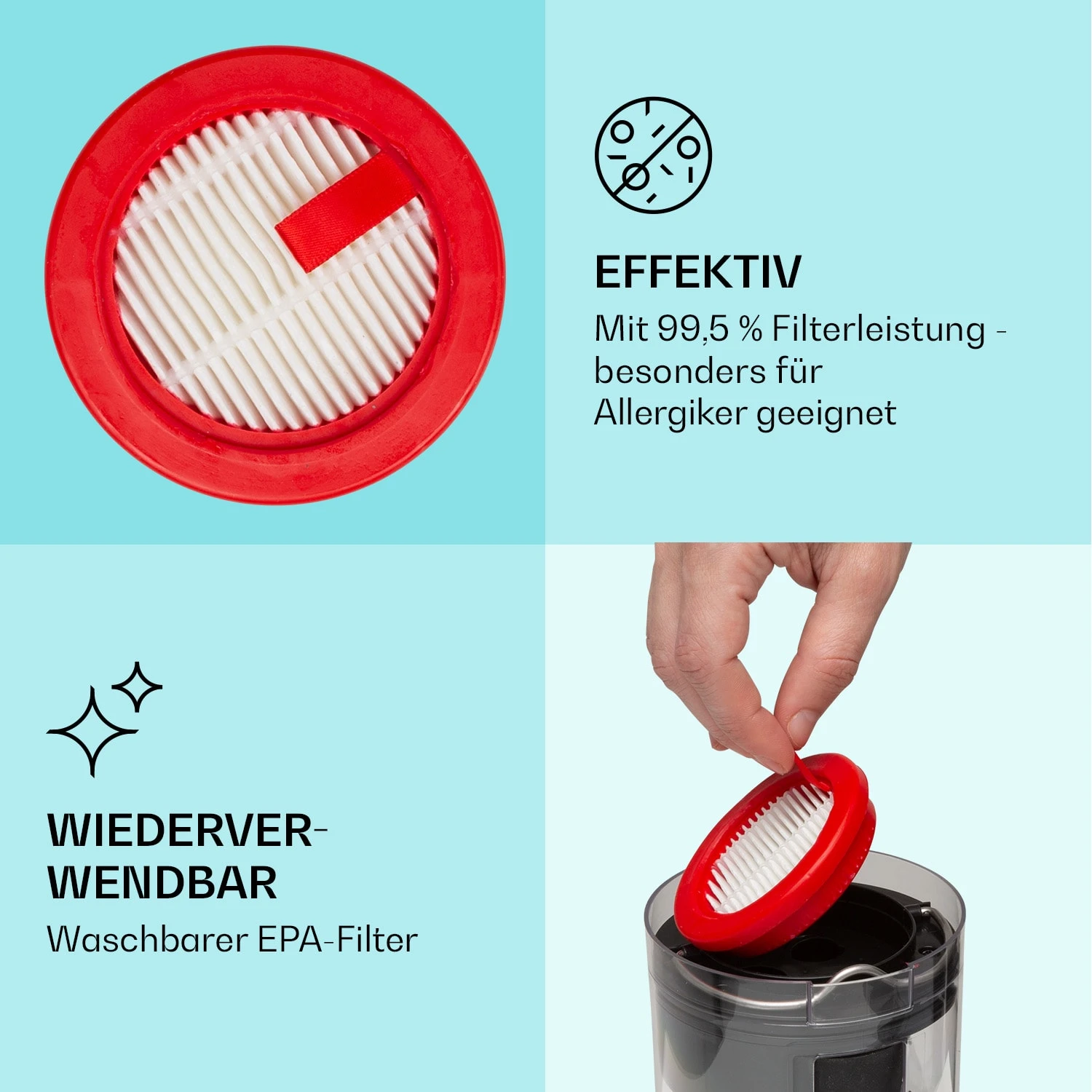 LARMA Staubsauger Ersatzfilter EPA E12 Waschbar – Bild 3