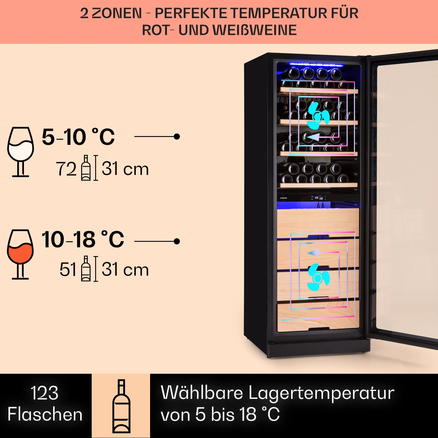 Barossa 123 Duo Weinkühlschrank 123 Fl 226 Ltr 2 Zonen Touch-Steuerung - Image 3