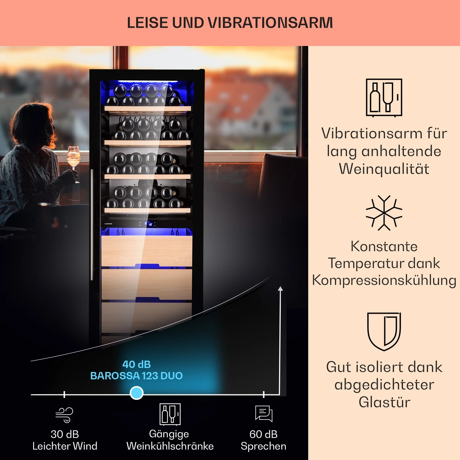 Barossa 123 Duo Weinkühlschrank 123 Fl 226 Ltr 2 Zonen Touch-Steuerung - Image 4