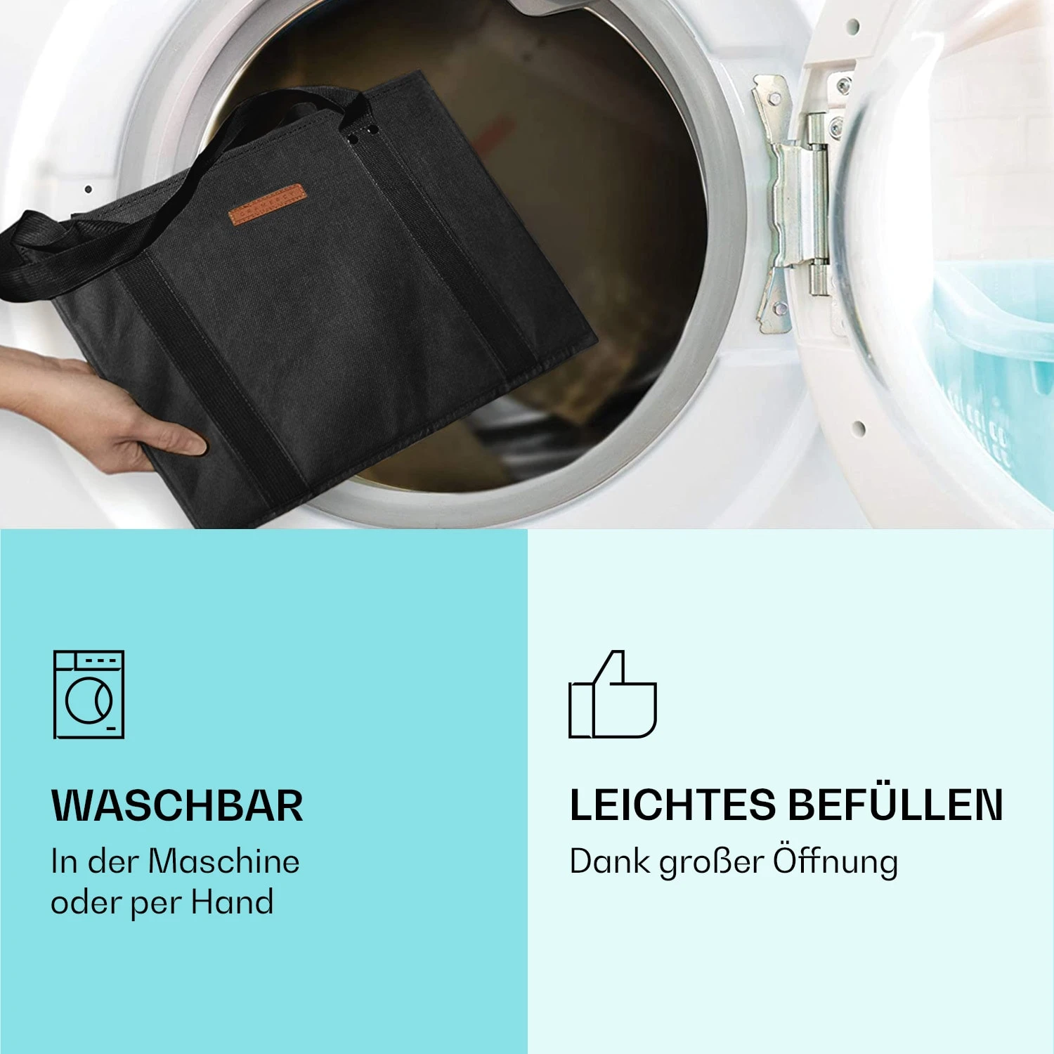 Einkaufstasche 3er Set Wiederverwendbar Waschbar Faltbar Verstärkt – Bild 4