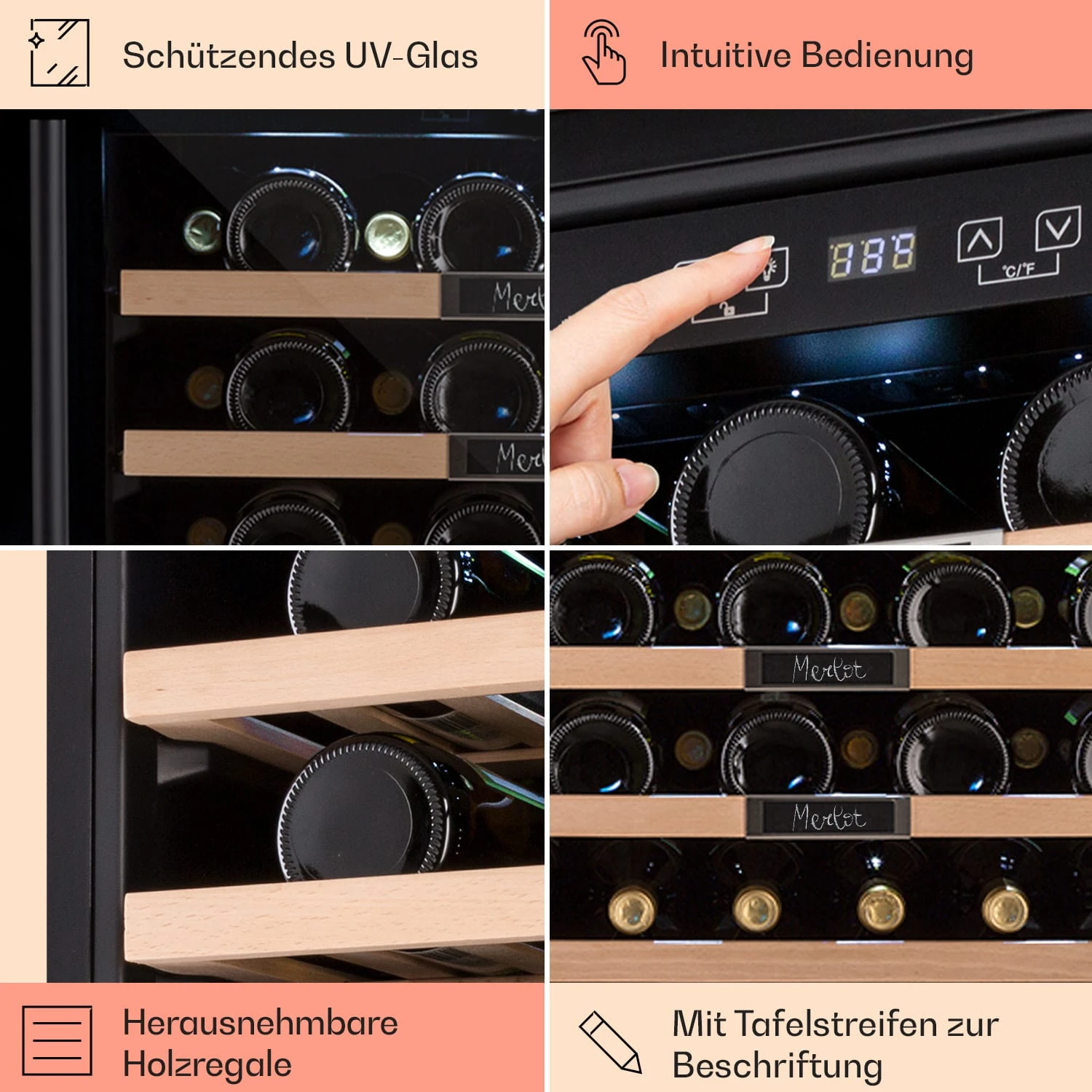 Vinsider 36 Built-In Uno Einbau-Weinkühlschrank 36 Flaschen 92 Ltr Edelstahl – Bild 5