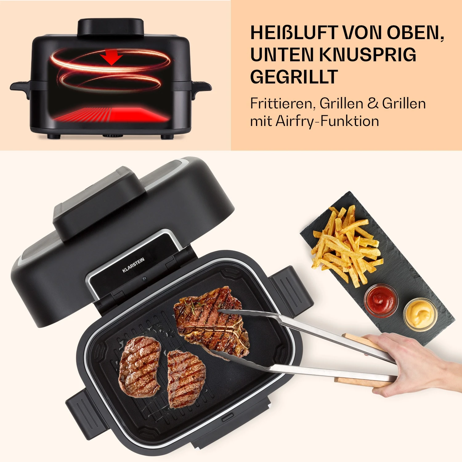 Combo Air Grill-Heißluftfritteuse 5 Programme 1500 Watt 4,5 L Grillkorb 2,5 L Frittierkorb - Image 5