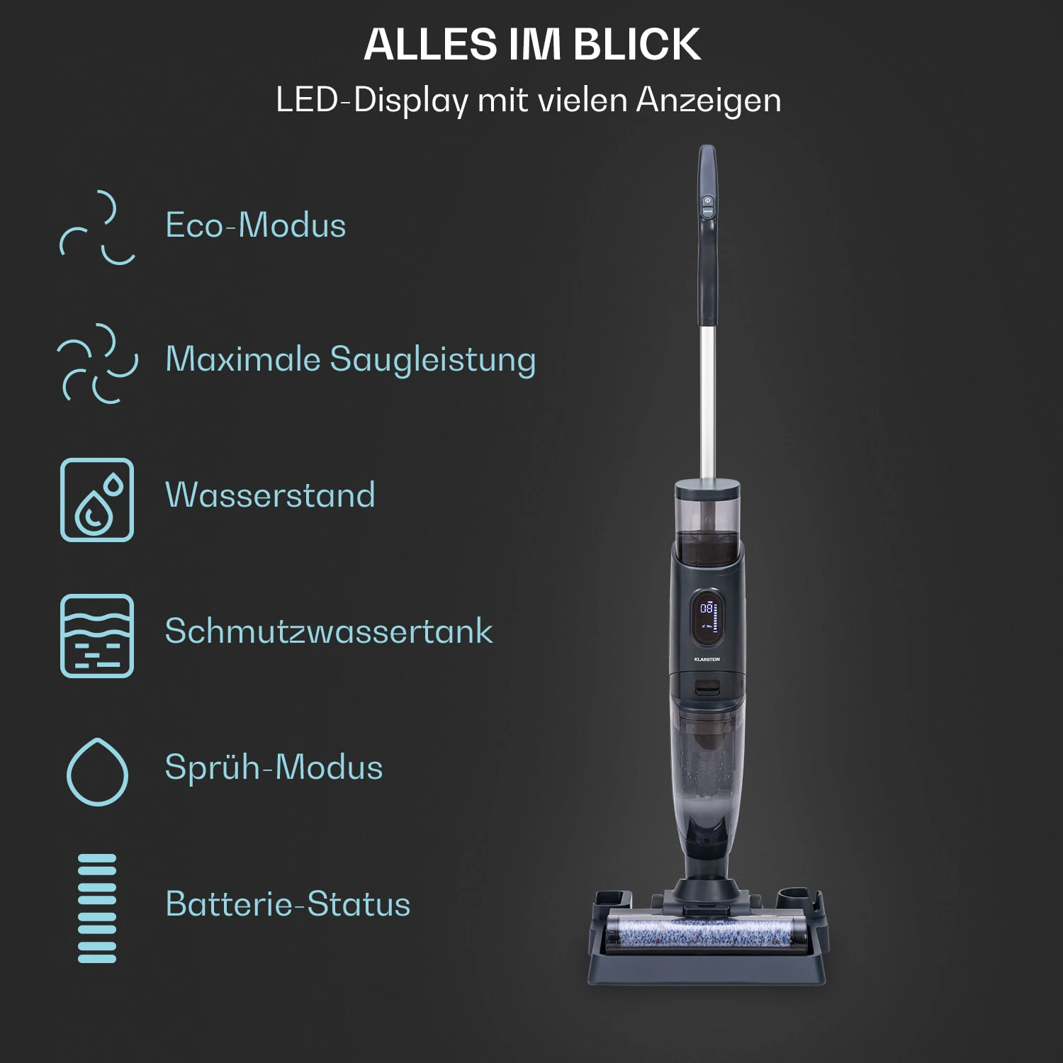 Caswell Plus Nass-/Trockensauger Kabellos Akkubetrieben LED-Display – Bild 5