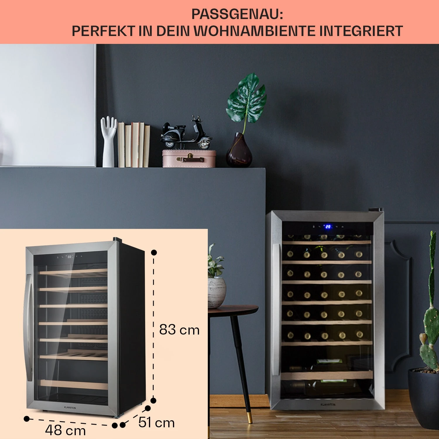 Vinamour 32 Uno Weinkühlschrank 1 Zone 95 L / 36 Flaschen 4-18°C Touch – Bild 6